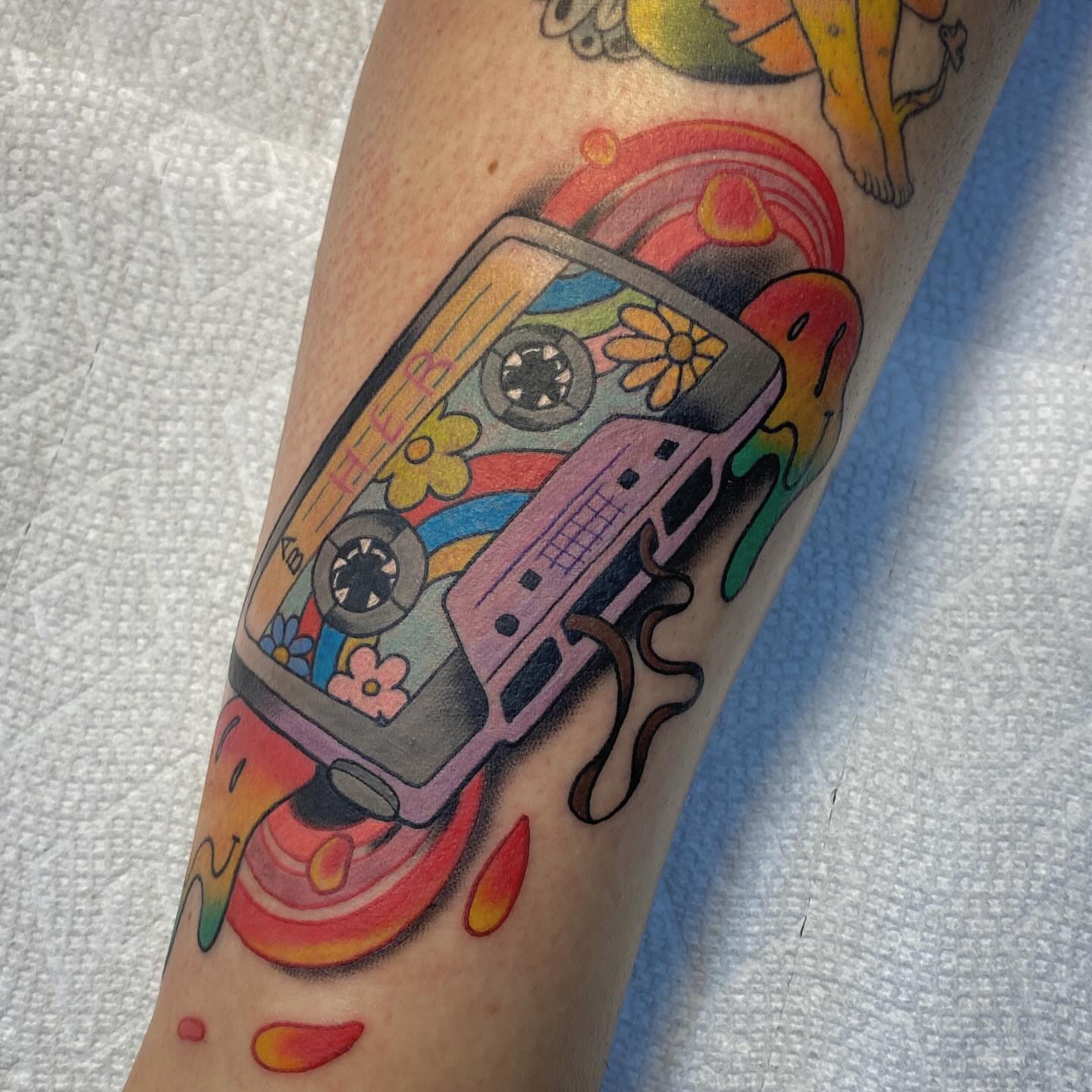 Boombox new school tattoo on the forearm by James Howell