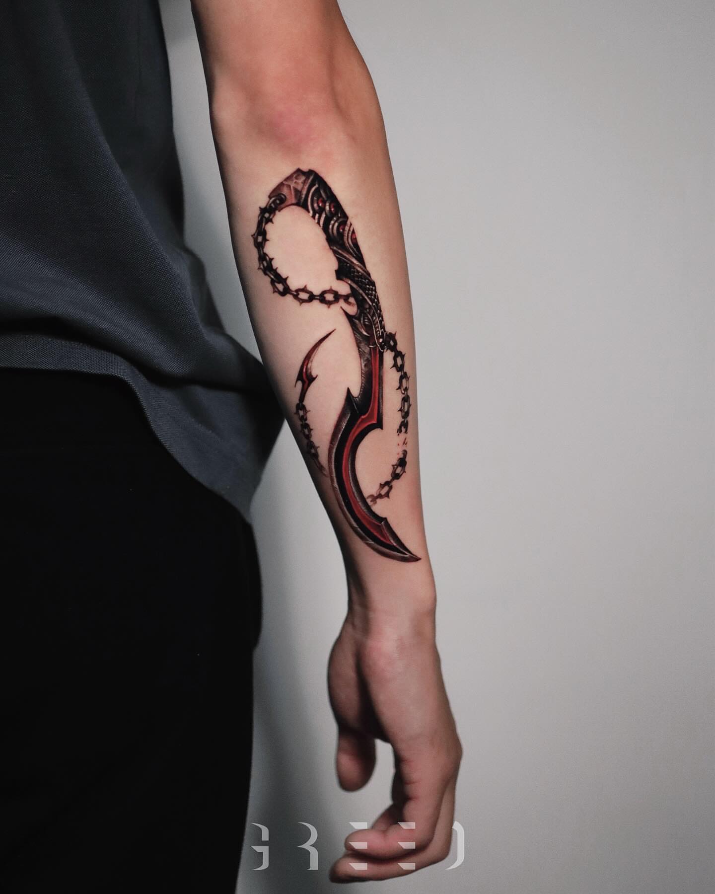 Scorpion neo-traditional tattoo on the forearm by 𝐆𝐑𝐄𝐄𝐃