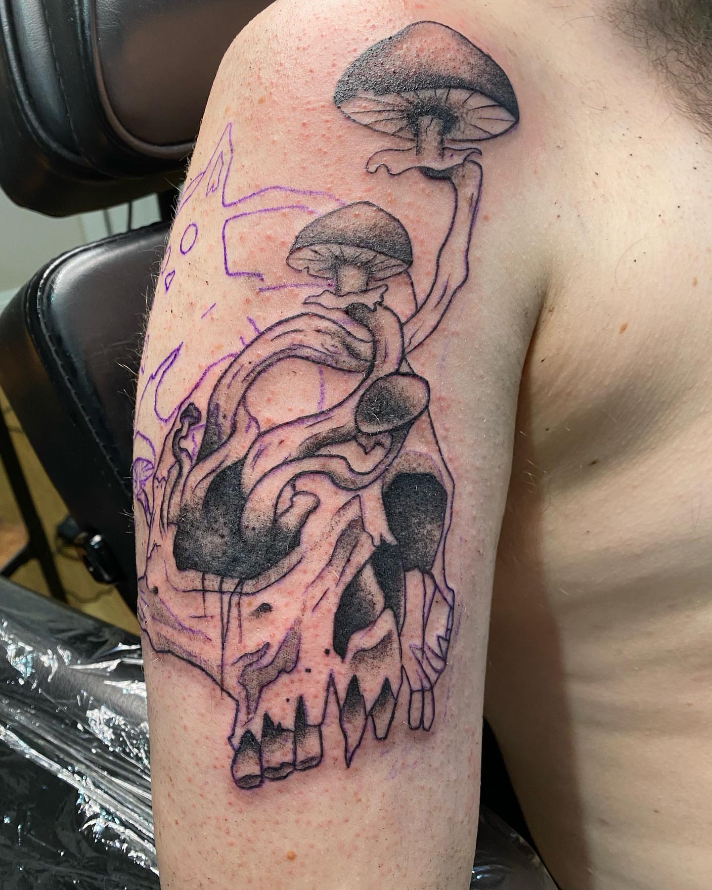 Tattoo by @cellardoortattoollc — black_and_grey, surrealism