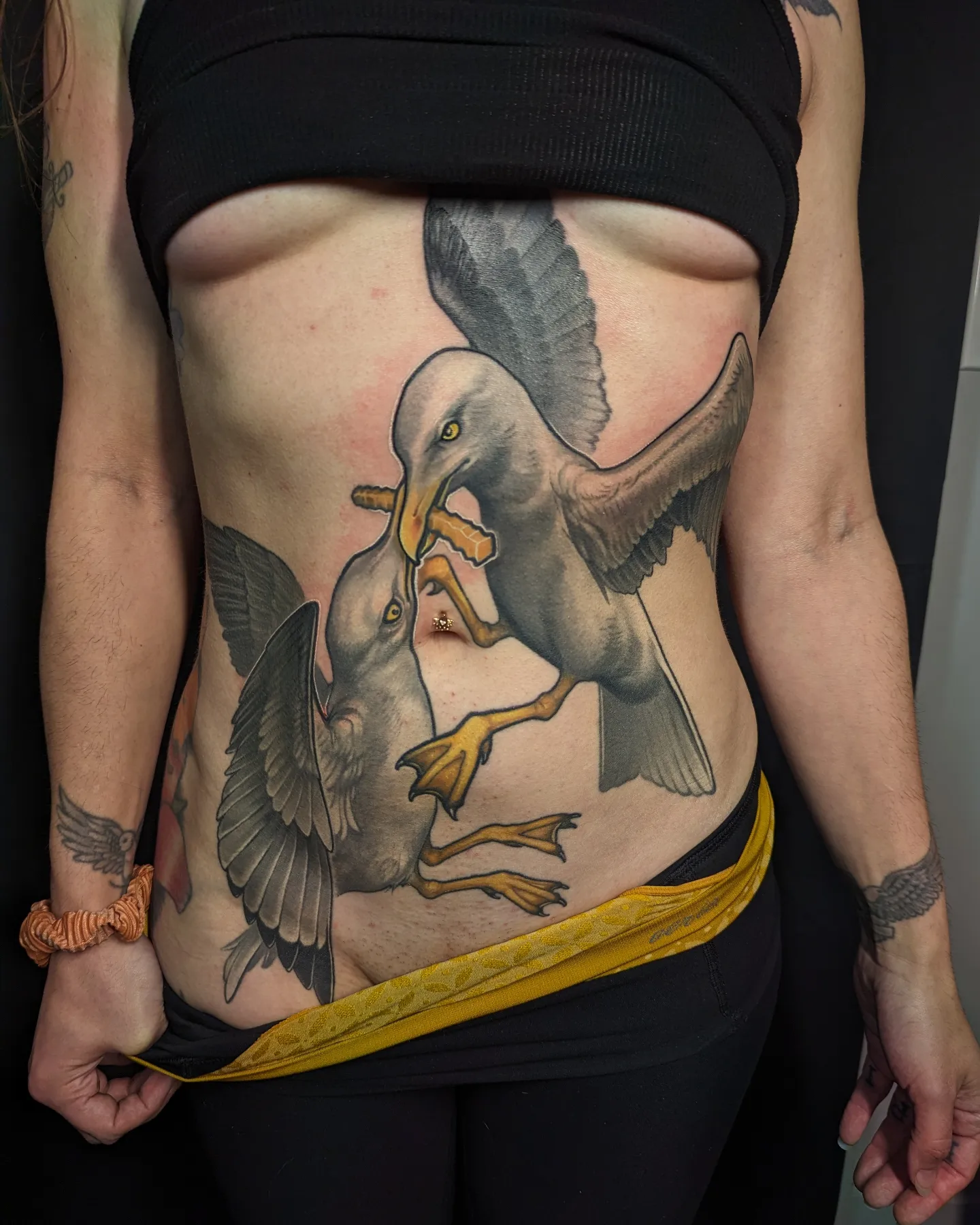 Seagulls realism tattoo on the torso by Matt Driscoll