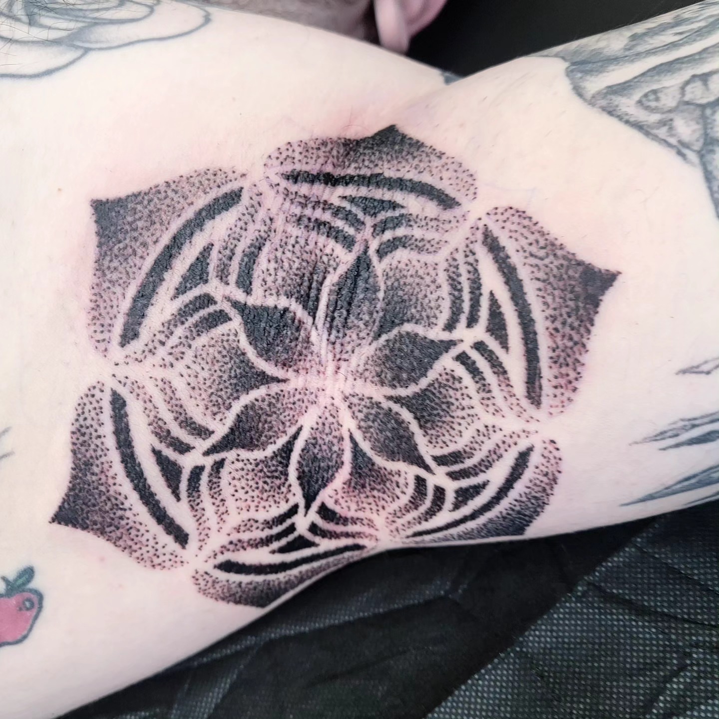 Tattoo by @chasehannatattoo — dotwork