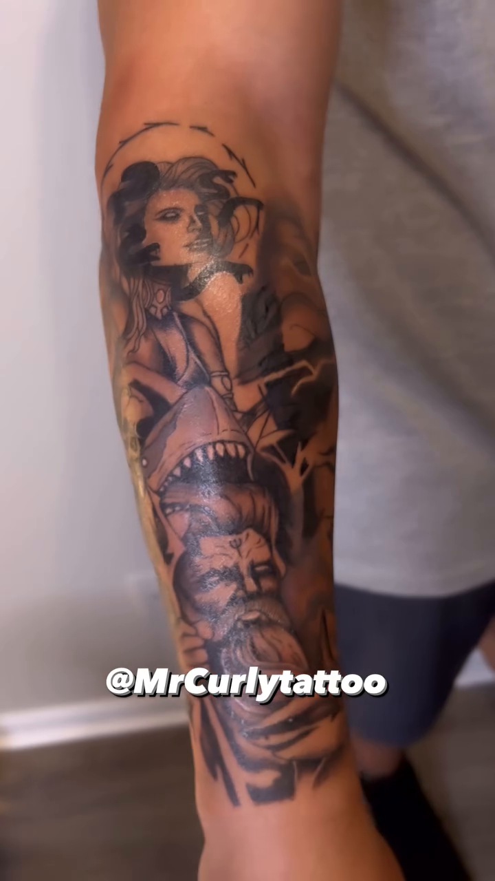 Tattoo by @mrcurlytattoo — realism, black_and_grey