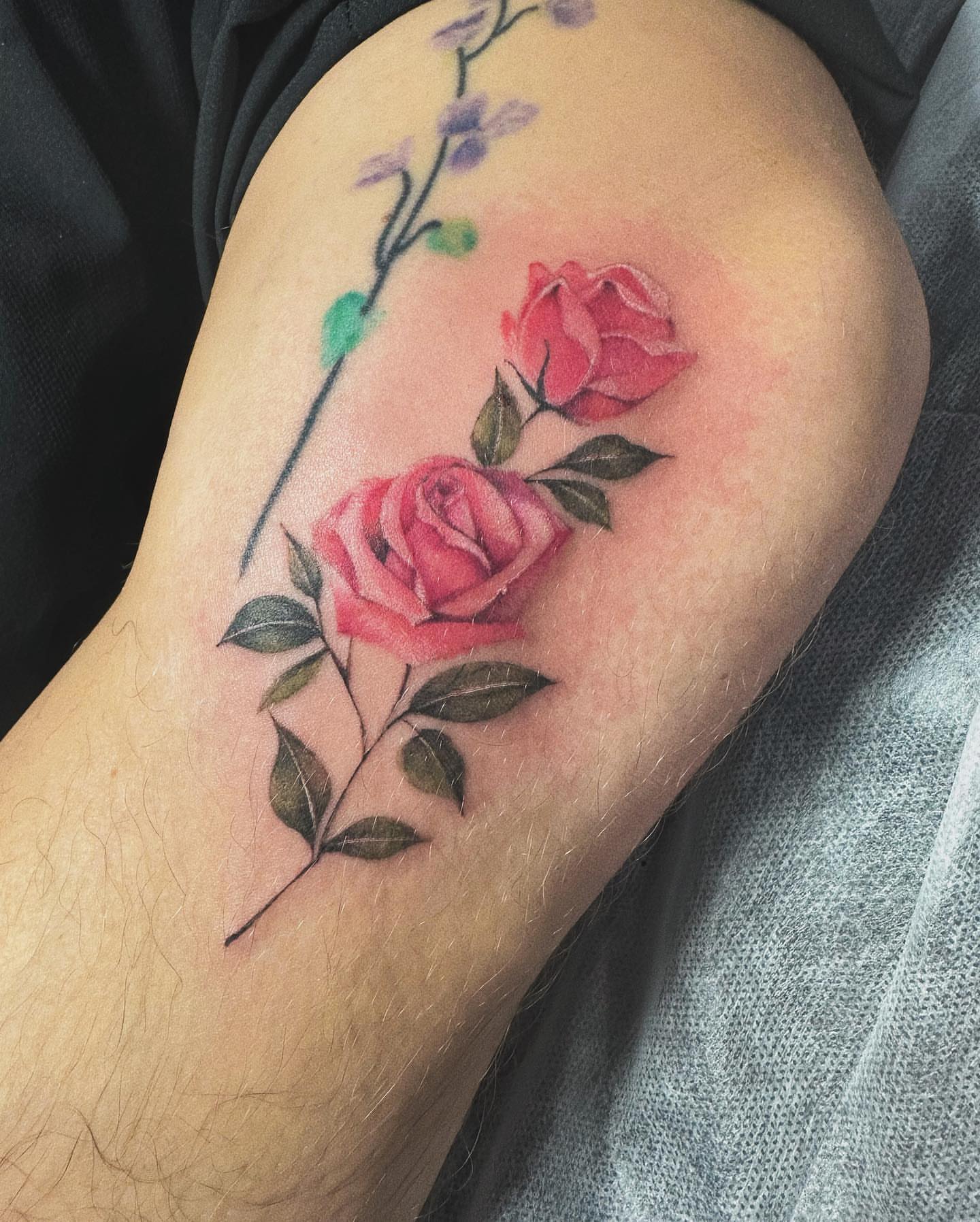 Roses realism tattoo on the forearm by Alice Li, Houston, Texas