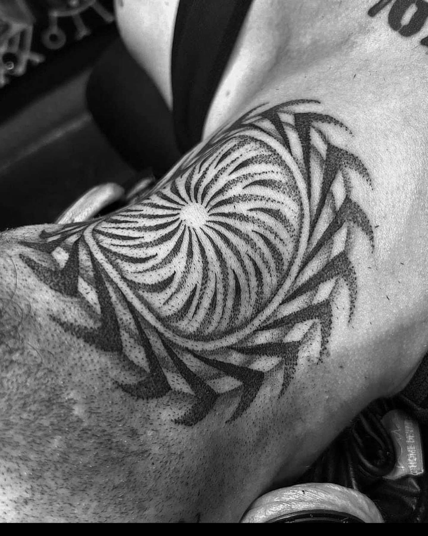 Spiral dotwork tattoo on the forearm by Anna Nicole Thomas
