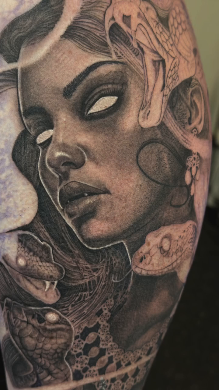 Tattoo by @tovar_tattoos — realism, black_and_grey