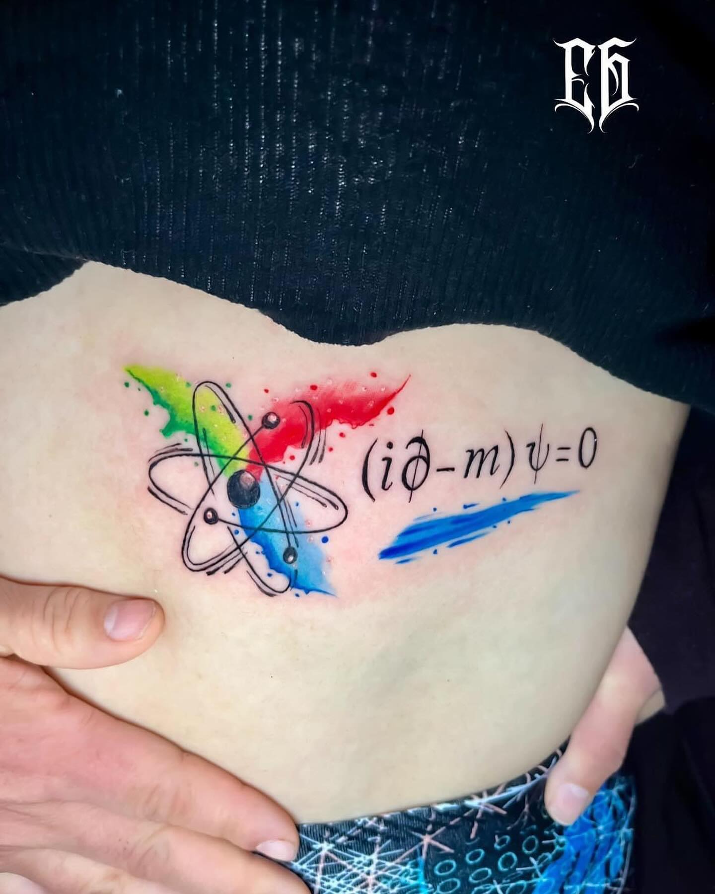 Quantum physics equation dotwork tattoo on the ribs by ⚜️Lalo Godina Tattoo⚜️