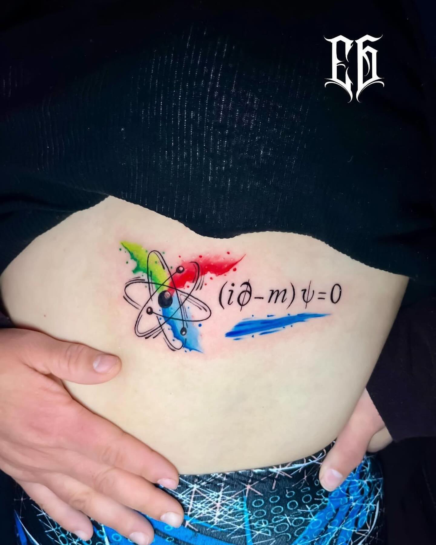 Quantum mechanics equation dotwork tattoo on the ribs by ⚜️Lalo Godina Tattoo⚜️