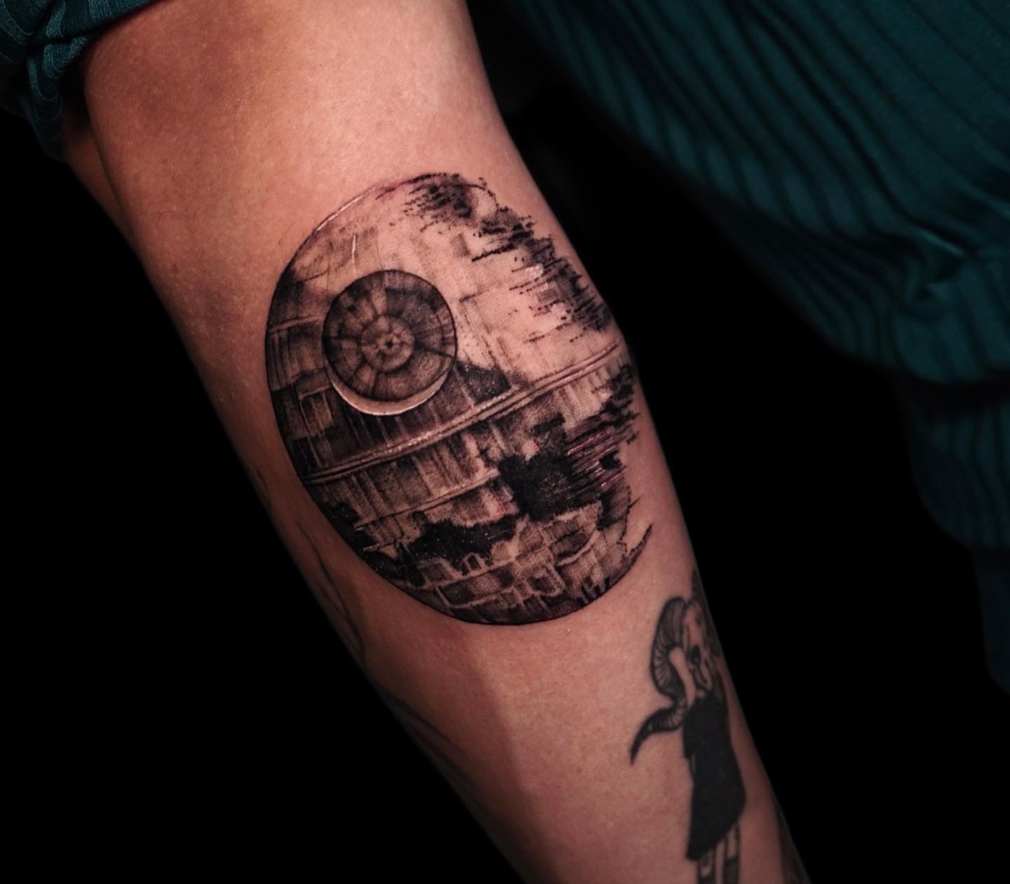 Death star black and grey tattoo on the forearm by πΊπππππ βΎ π»πππππ π¨πππππ