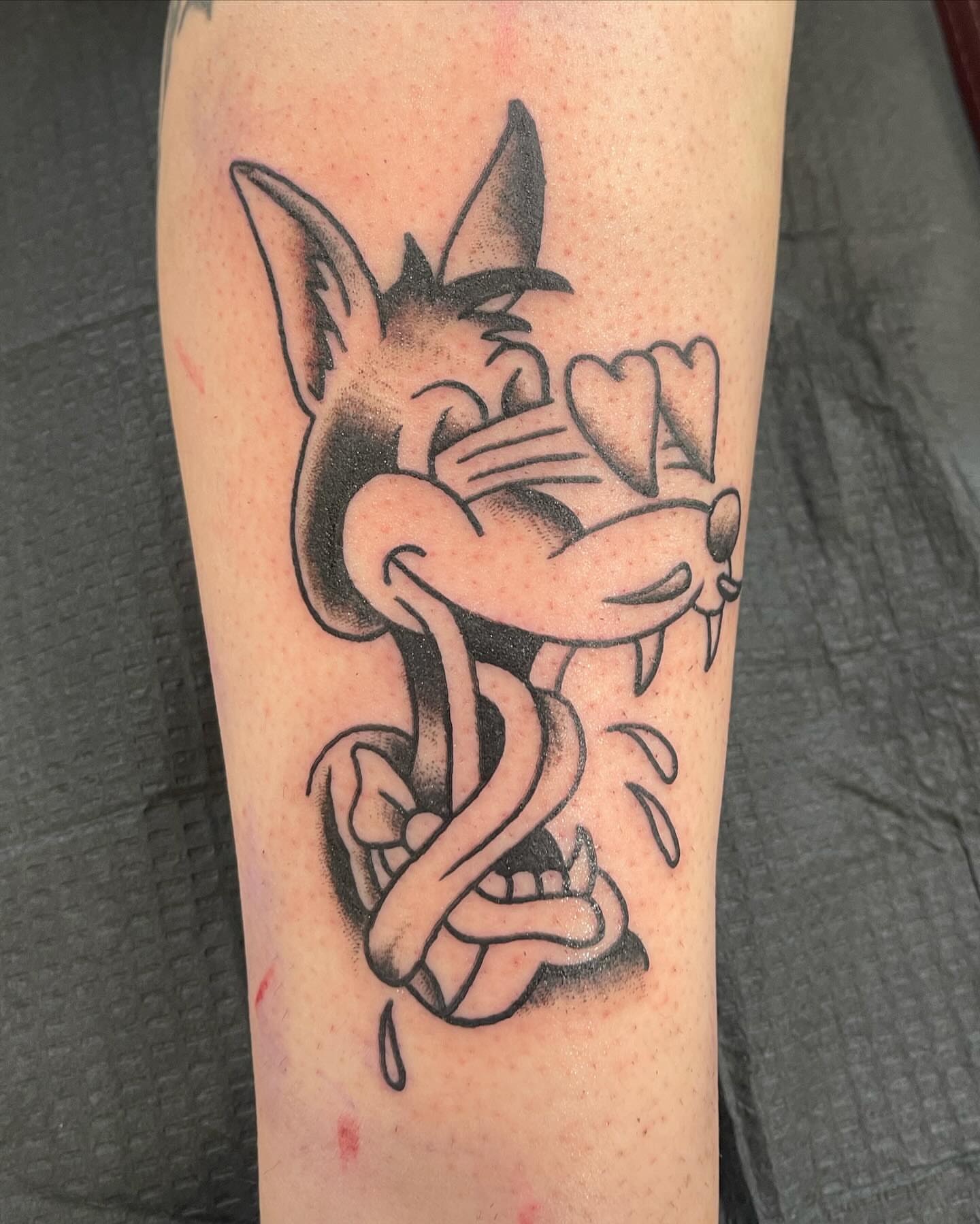 Cat American traditional tattoo on the forearm by Minneapolis
