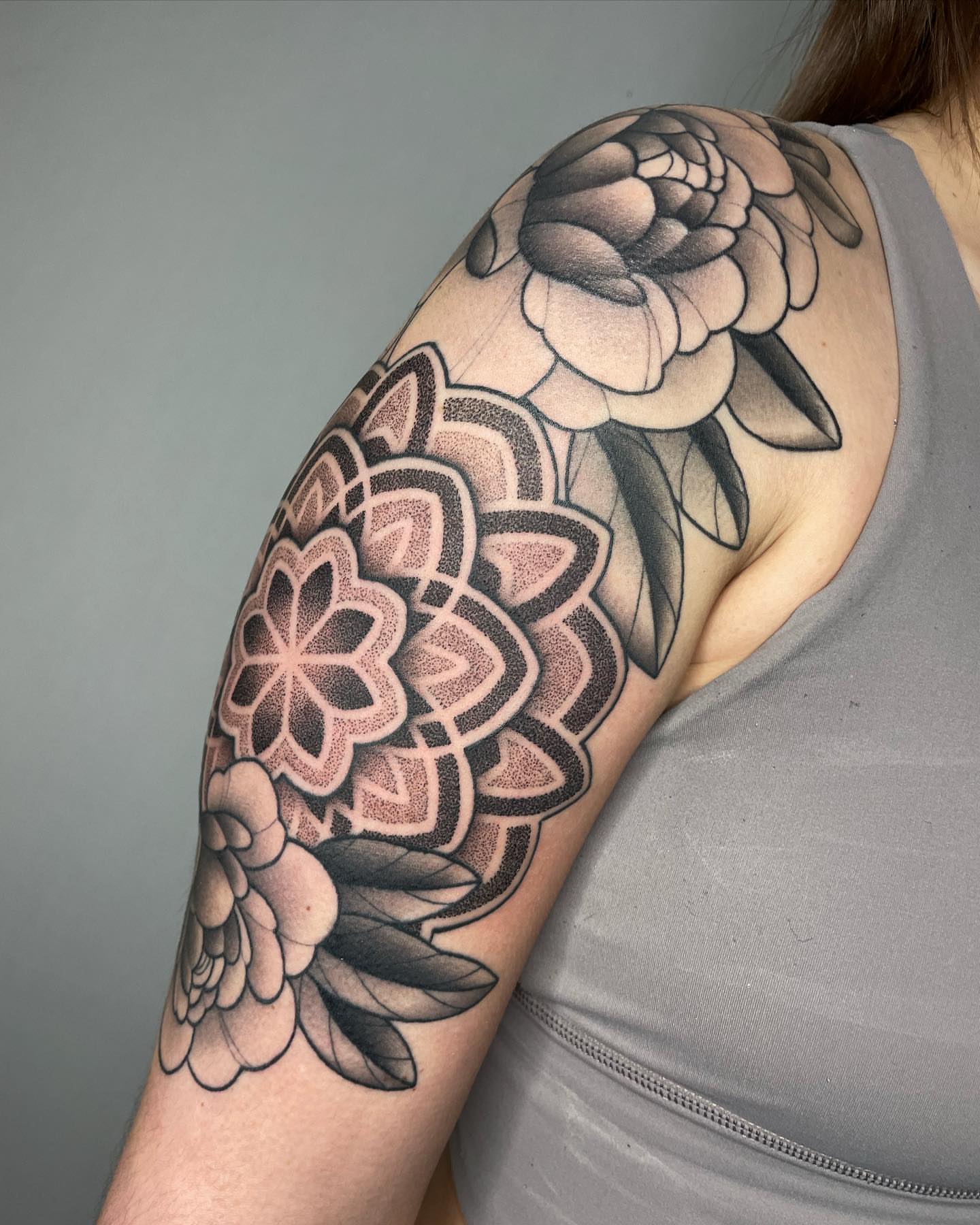 Tattoo by @amyjeantattoos — dotwork, black_and_grey