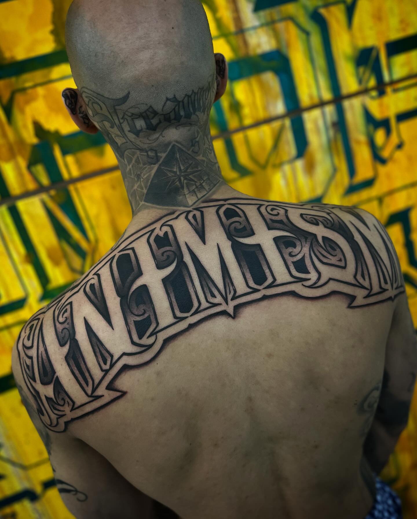 Script lettering lettering script tattoo on the back by Aleckzi Ramos