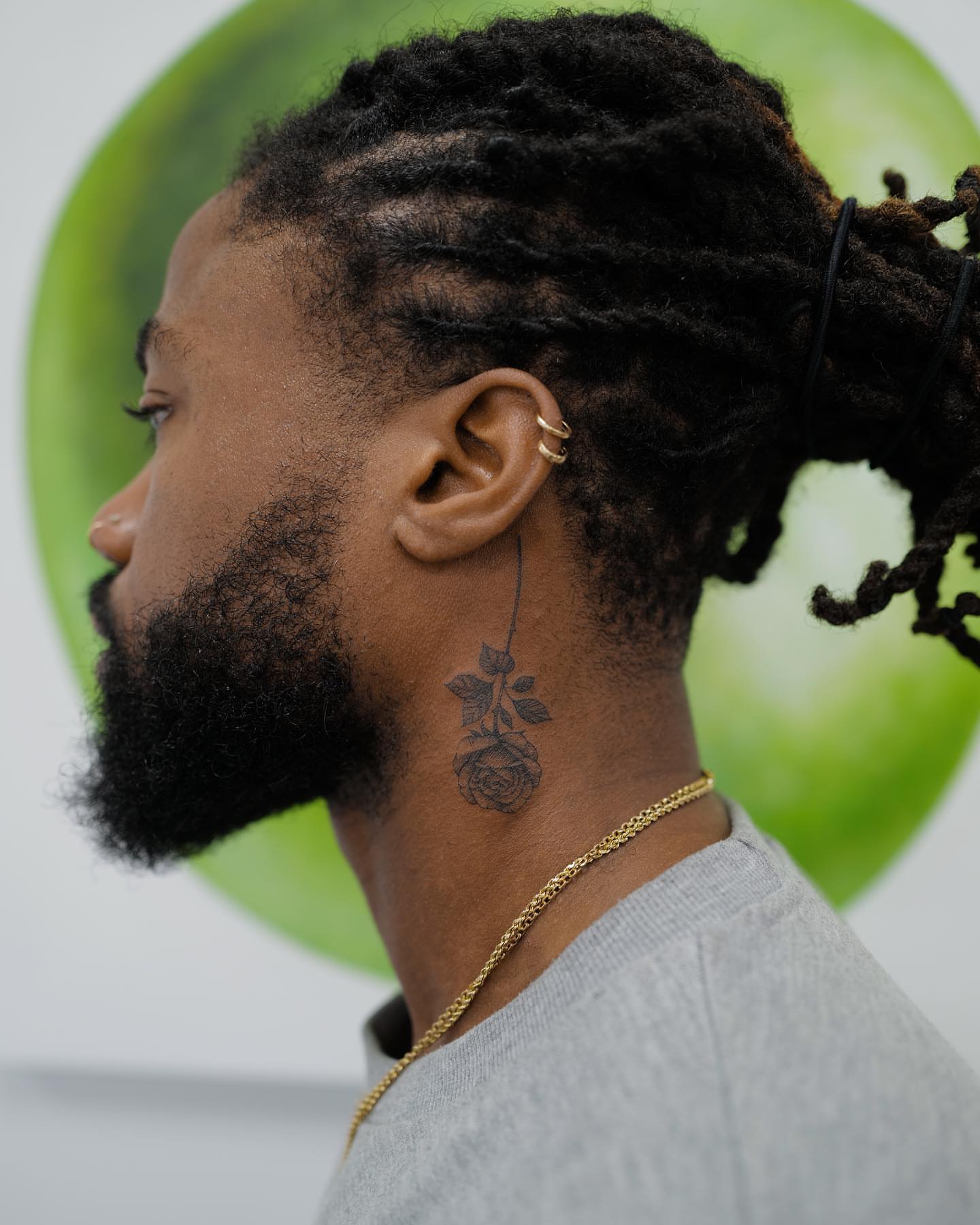 Rose black and grey tattoo on the neck by Jason Lu ✪