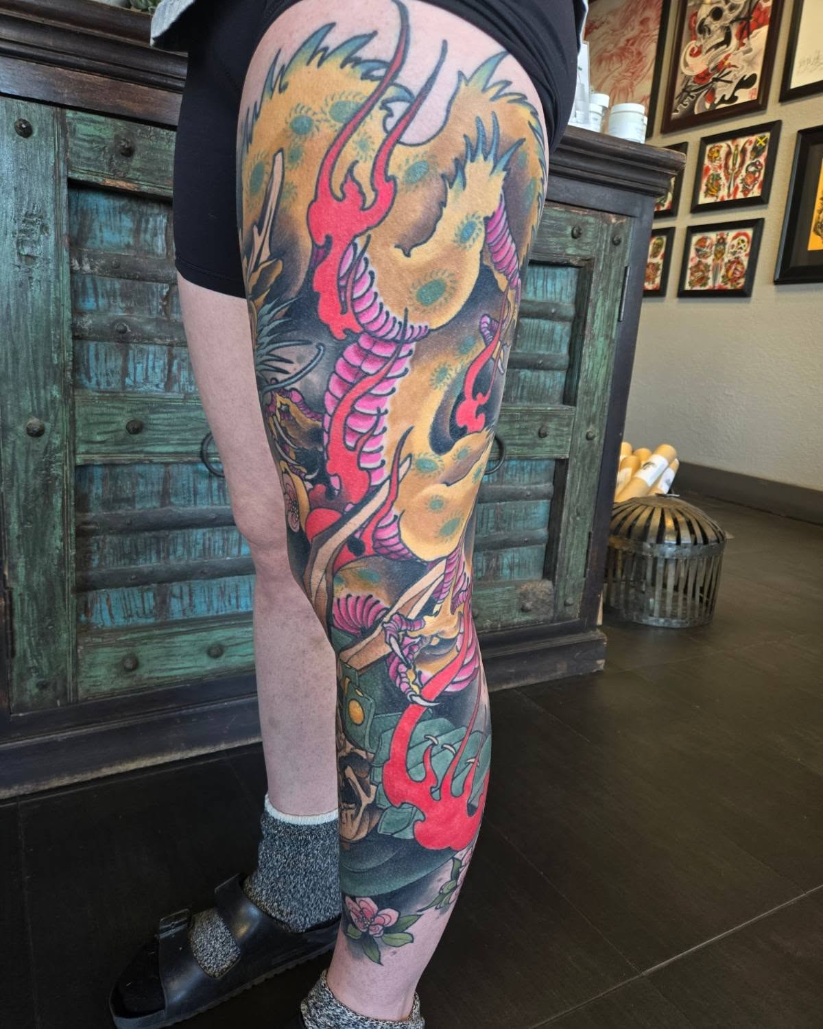 Dragon japanese irezumi tattoo on the thigh by Brian Savage, Gilbert, Arizona