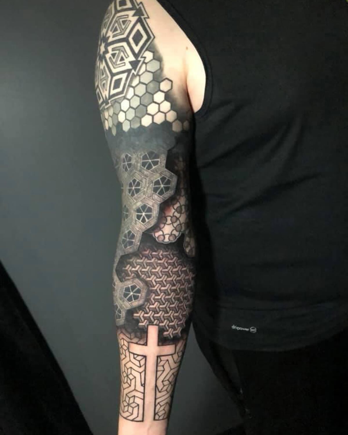 Geometric patterns geometric tattoo on the forearm by Kayden DiGiovanni, Addison, Texas