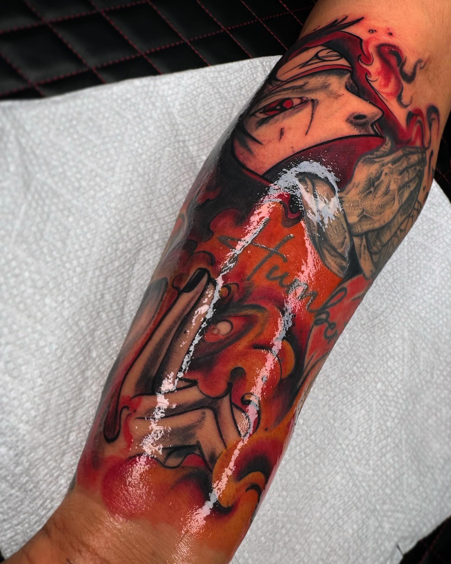 Anime character anime tattoo on the forearm by @inkhazmat