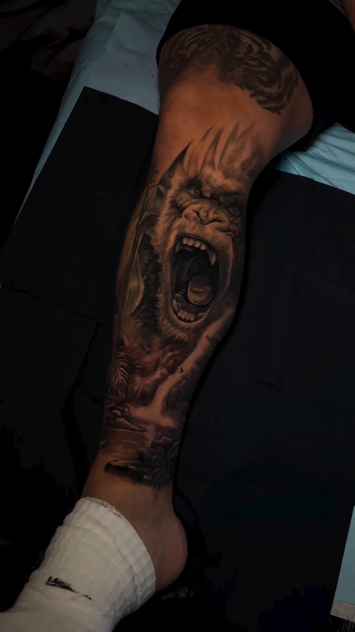 Gorilla face realism tattoo by Lex⛓️