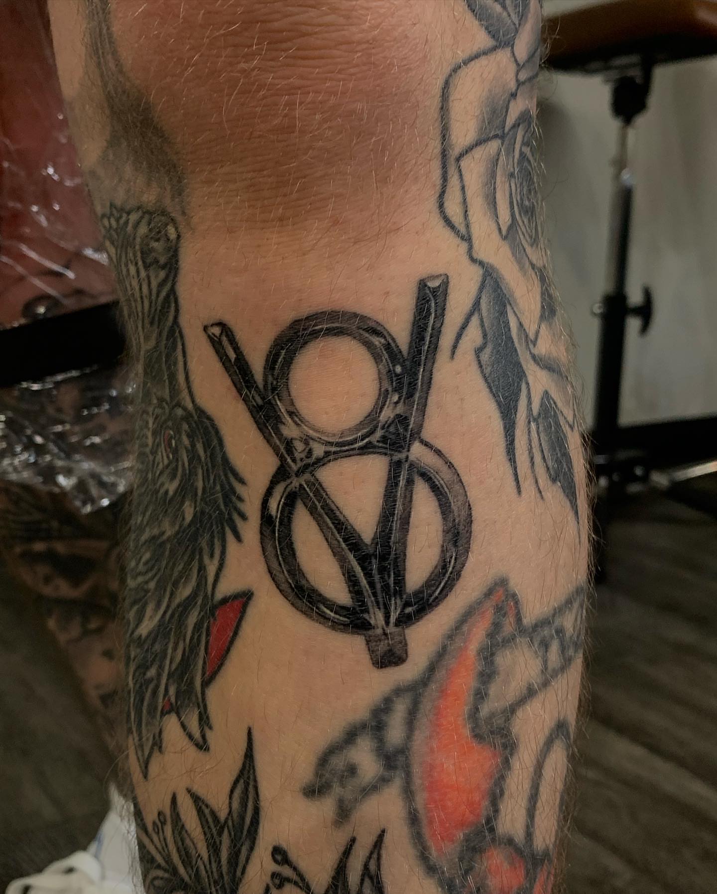 Lettering American traditional tattoo on the forearm by Storm
