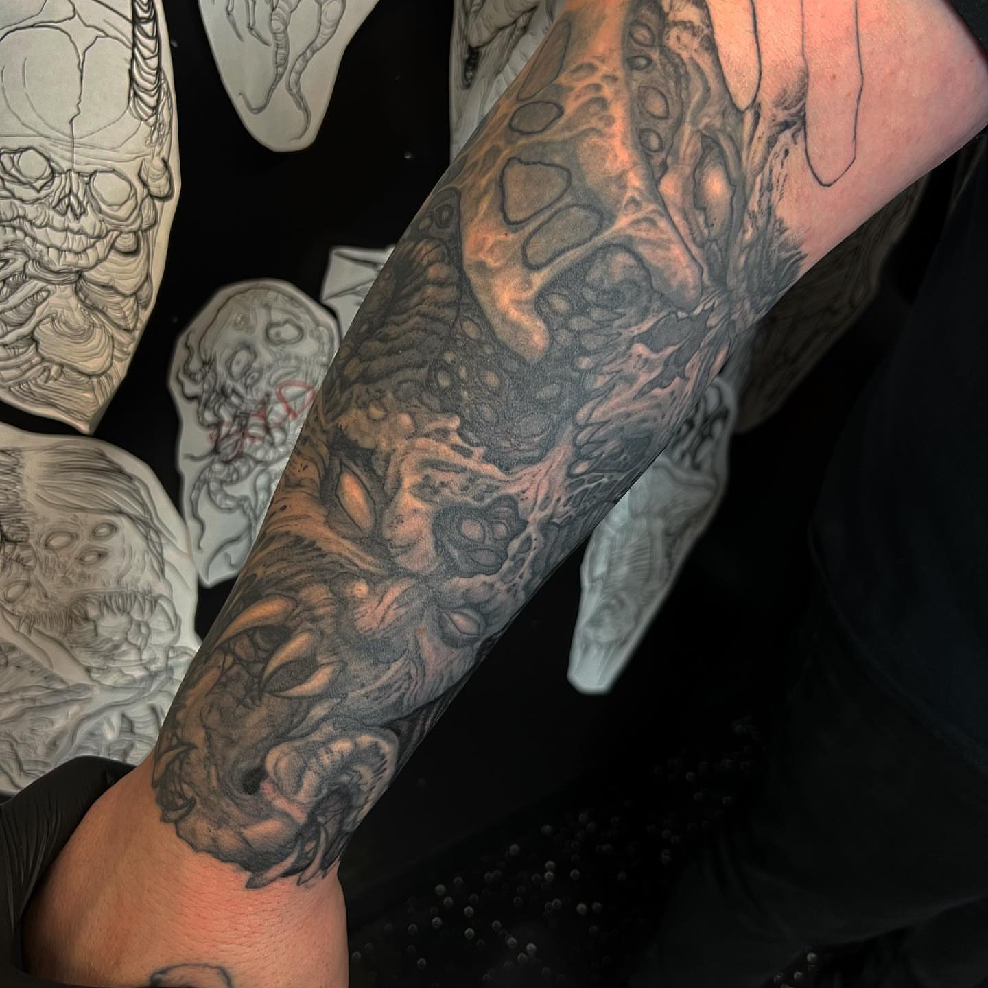 Abstract organic form realism tattoo on the forearm by Kyle Black