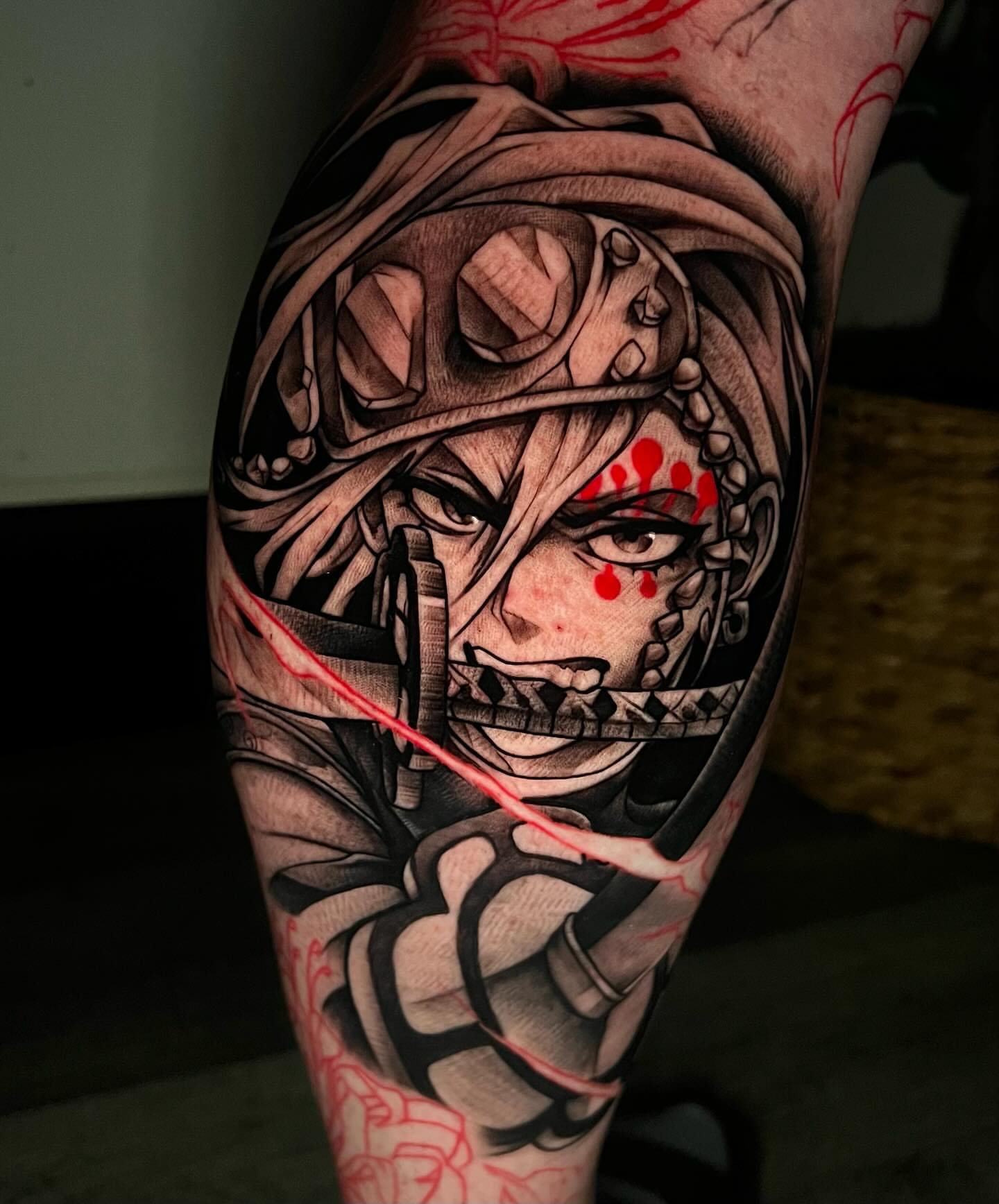 Anime character anime tattoo on the forearm by emi