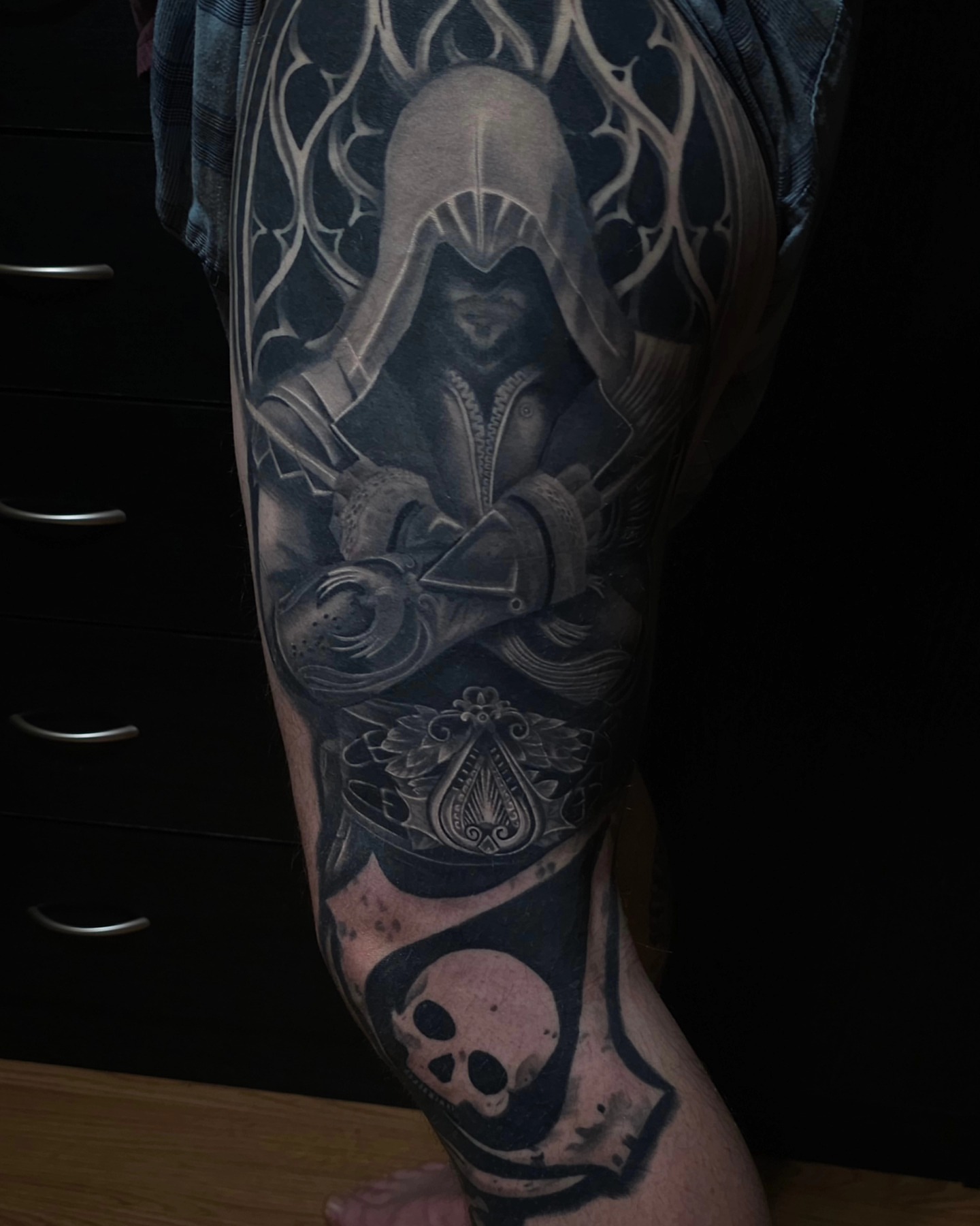Tattoo by @7jynx13 — black_and_grey, realism