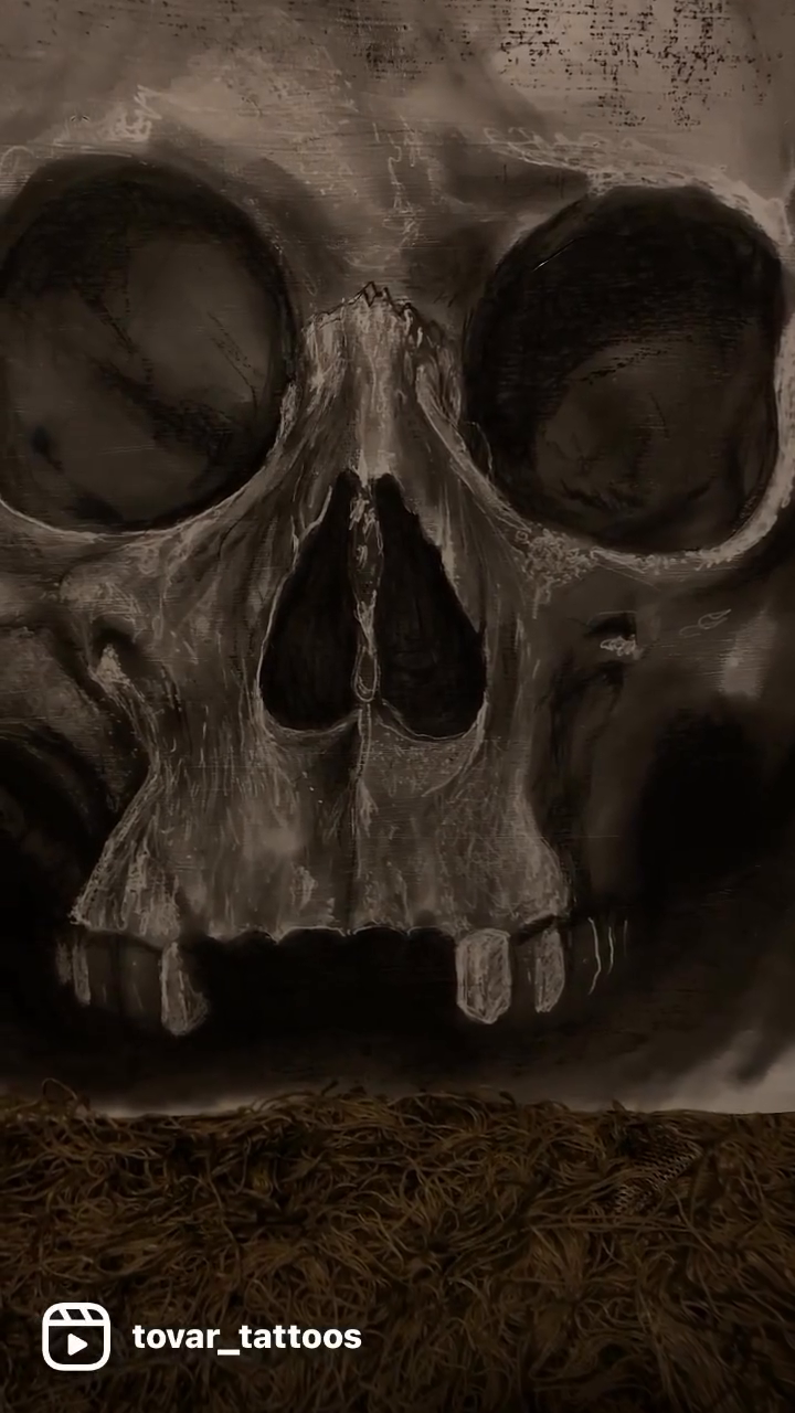 Skull realism tattoo by Michael Tovar