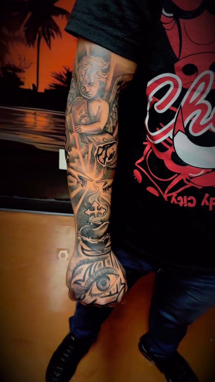 Tattoo by @bloodmoney_tattoos — black_and_grey, realism
