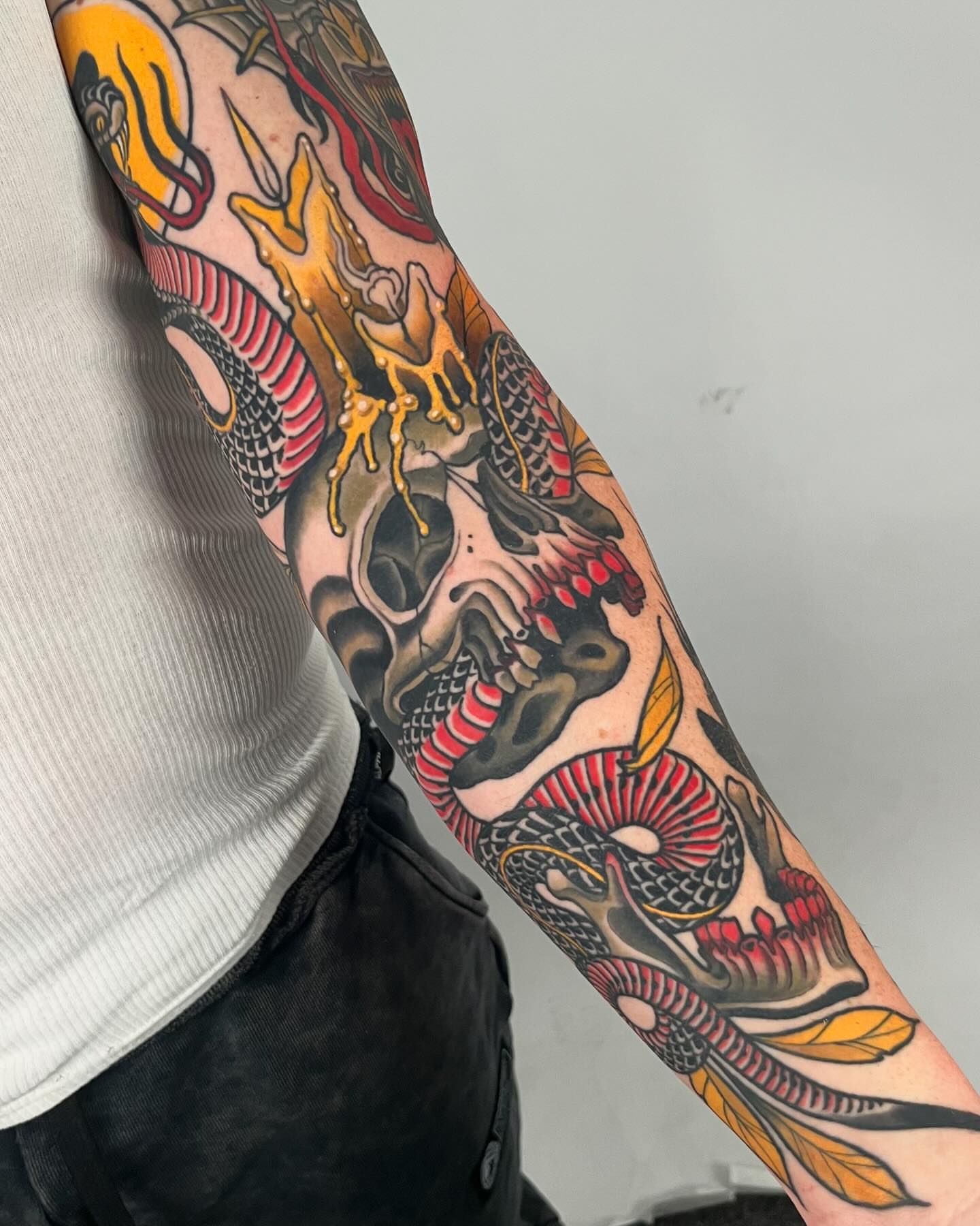 Tattoo by @saralewistattoo — american_traditional, japanese_irezumi