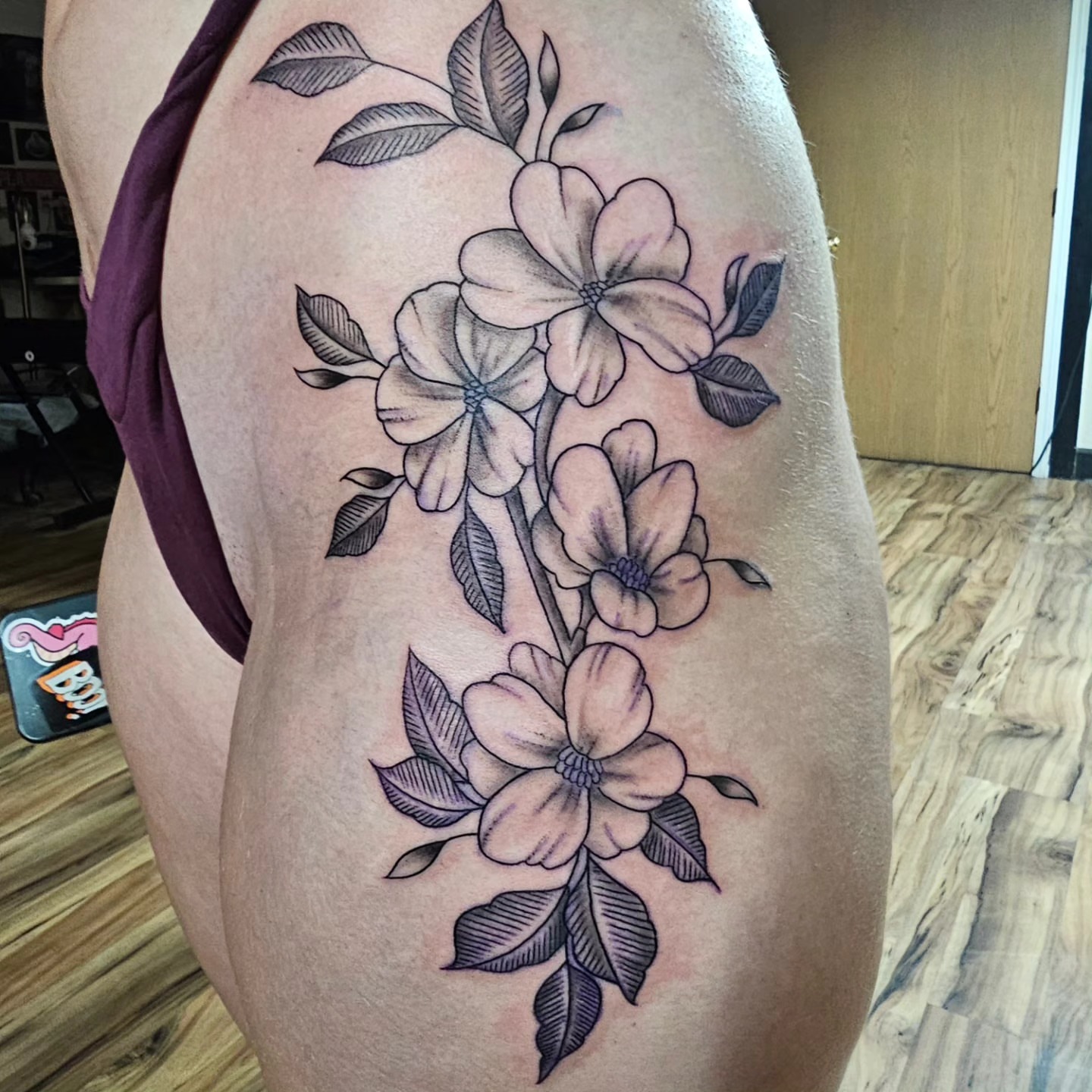 Tattoo by @haileysharpstabs — black_and_grey