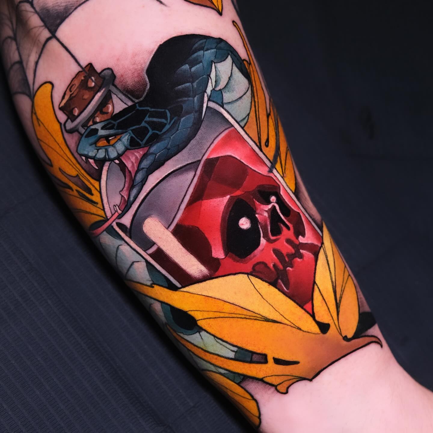 Tattoo by @harleytattooartist — american_traditional, dotwork