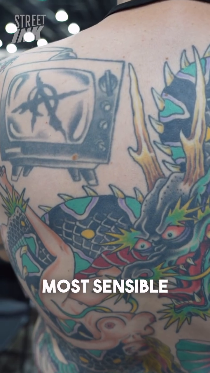Dragon and television japanese irezumi tattoo by Otaku and Gamer Tattooer