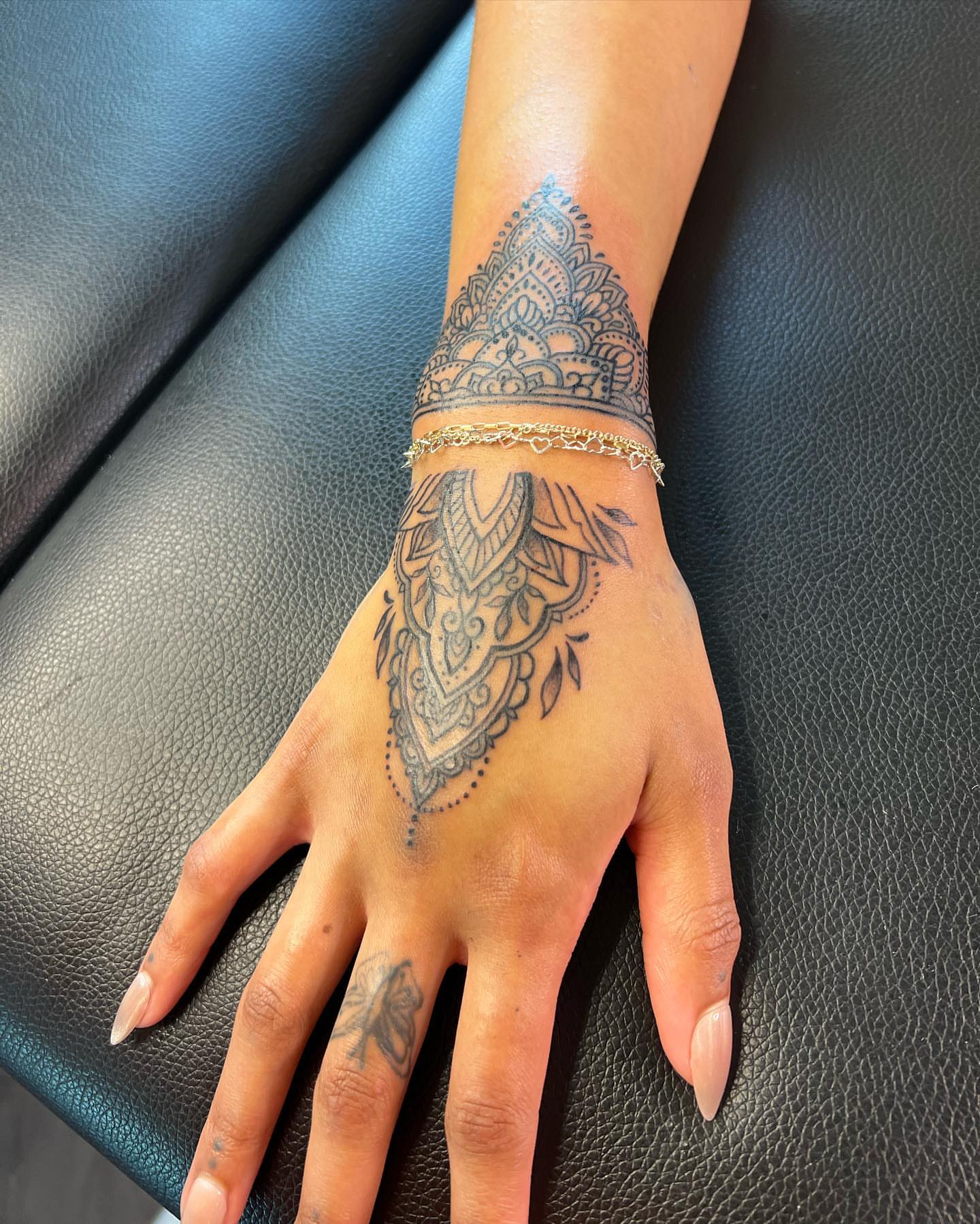 Mandala geometric tattoo on the hand by ✨BADJASS the tattoo artist✨