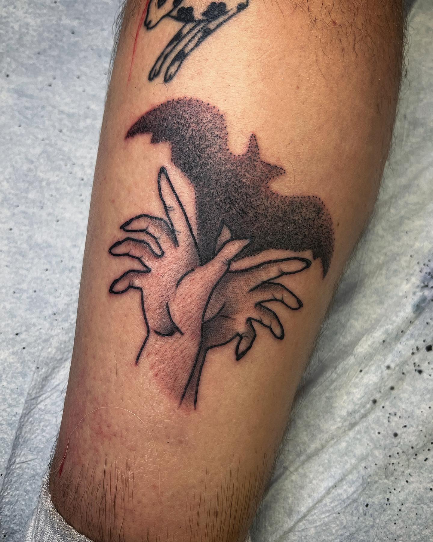 Bat dotwork tattoo on the forearm by Daniel Patrick