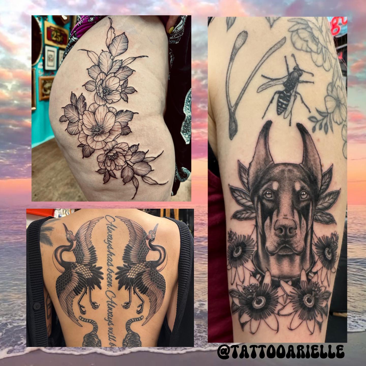 Tattoo by @tattooarielle — black_and_grey