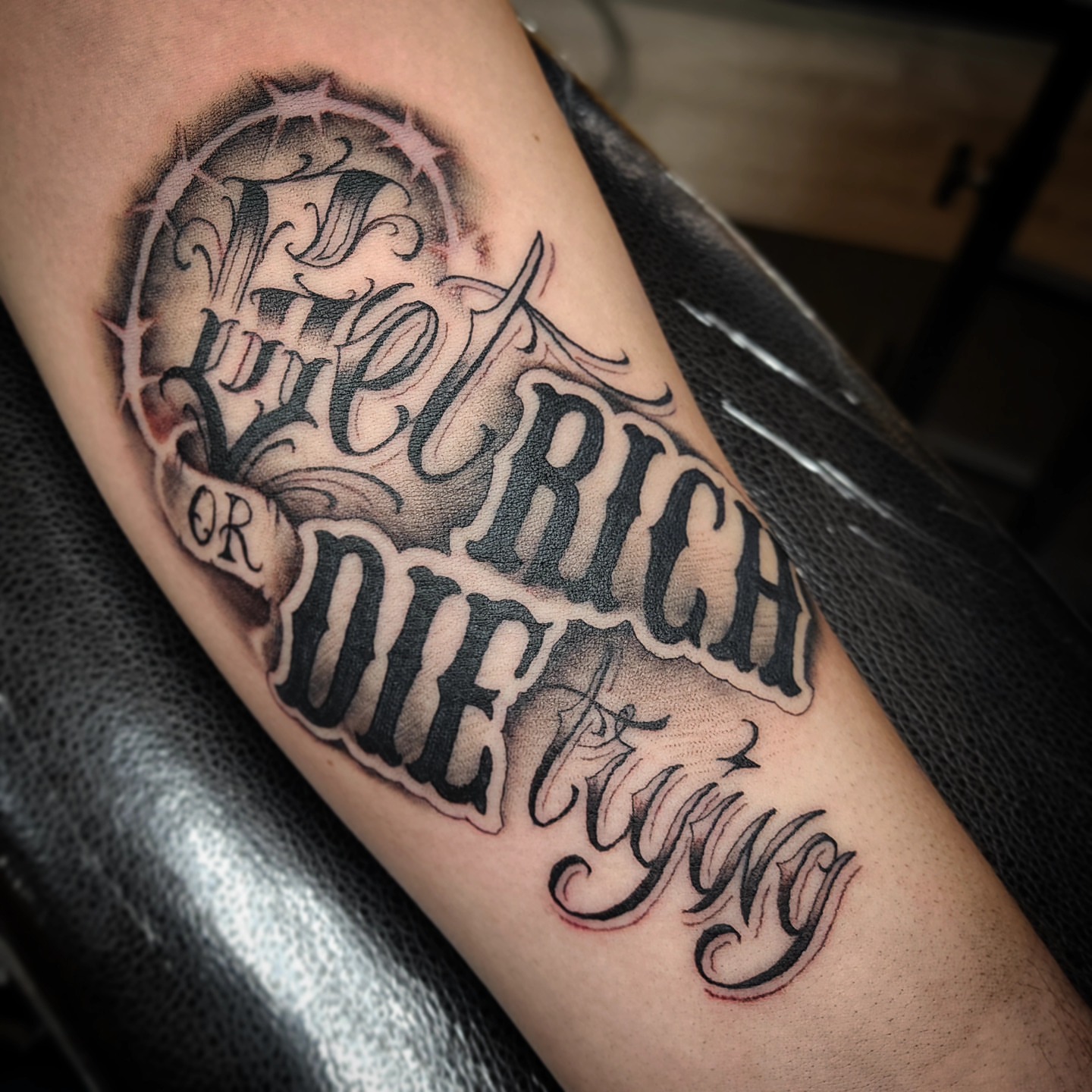 Tattoo by @junkyardyouth — lettering_script