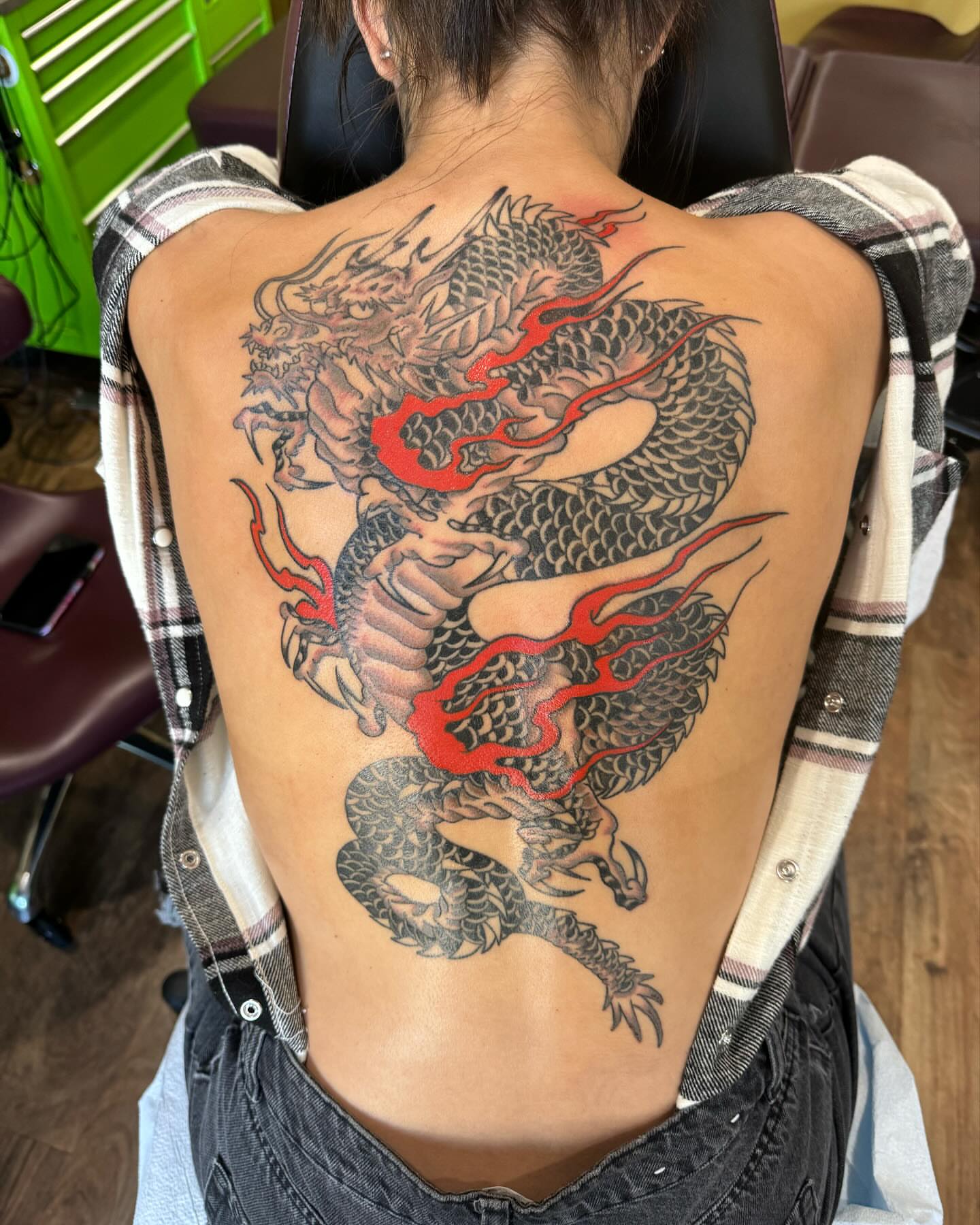 Dragon japanese irezumi tattoo on the back by Minneapolis