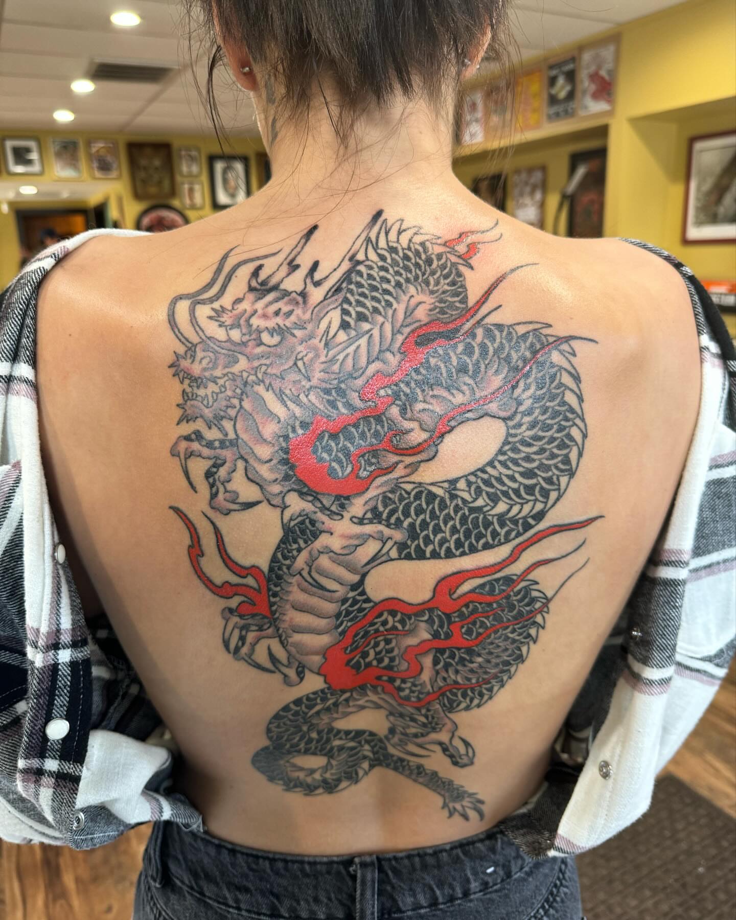 Dragon japanese irezumi tattoo on the back by Minneapolis