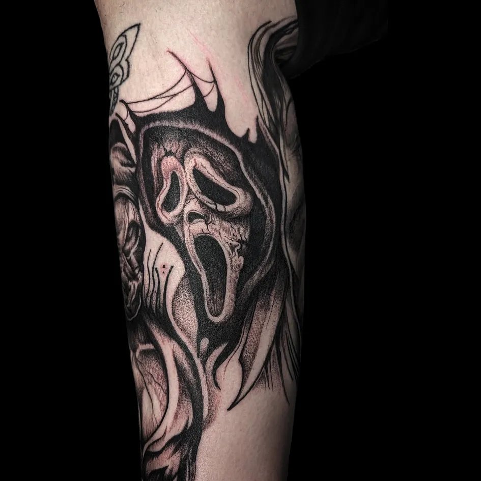 Tattoo by @powetattoos — dotwork, dark_realism