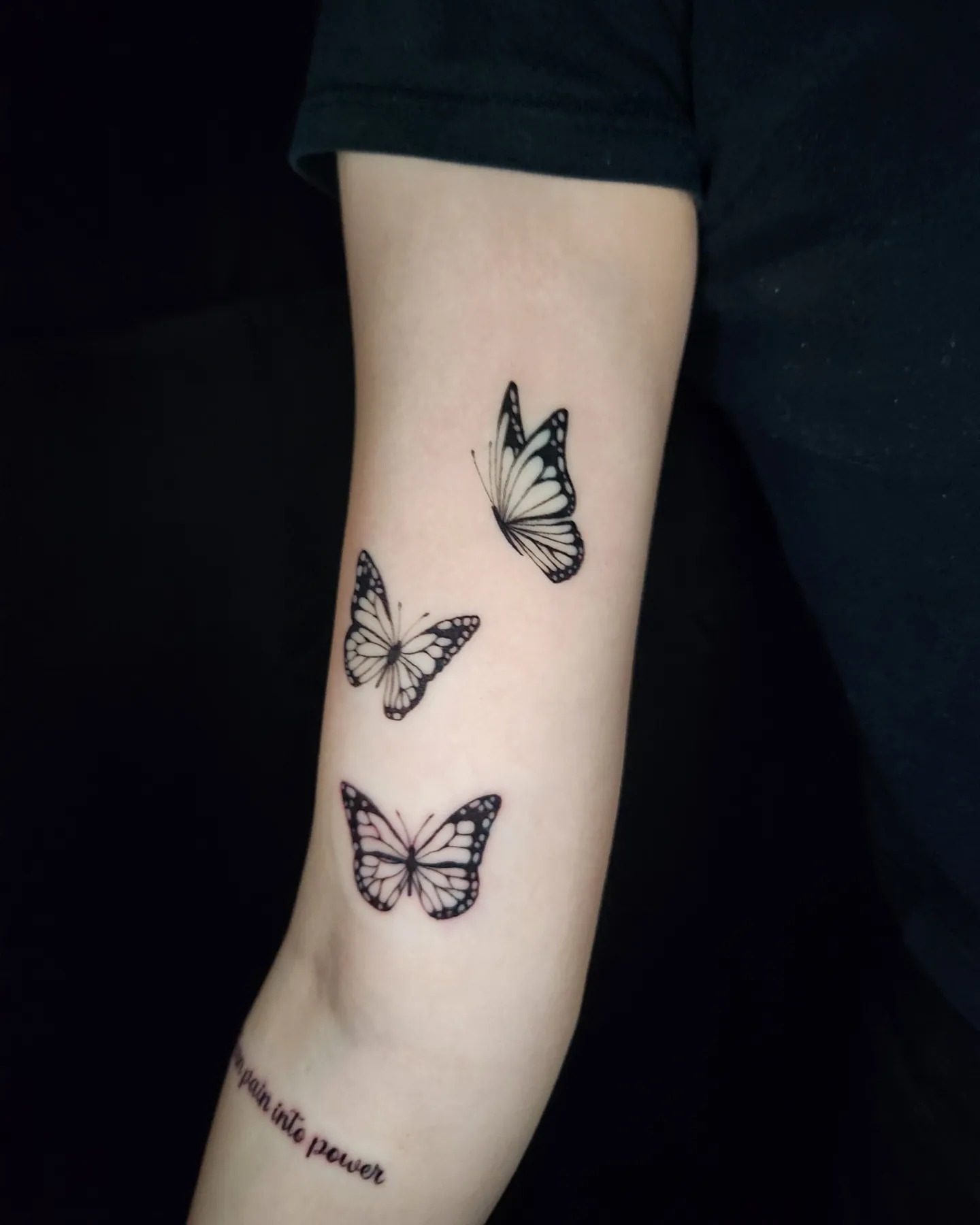 Butterflies black and grey tattoo on the forearm by Yoan Figueroa Rodriguez