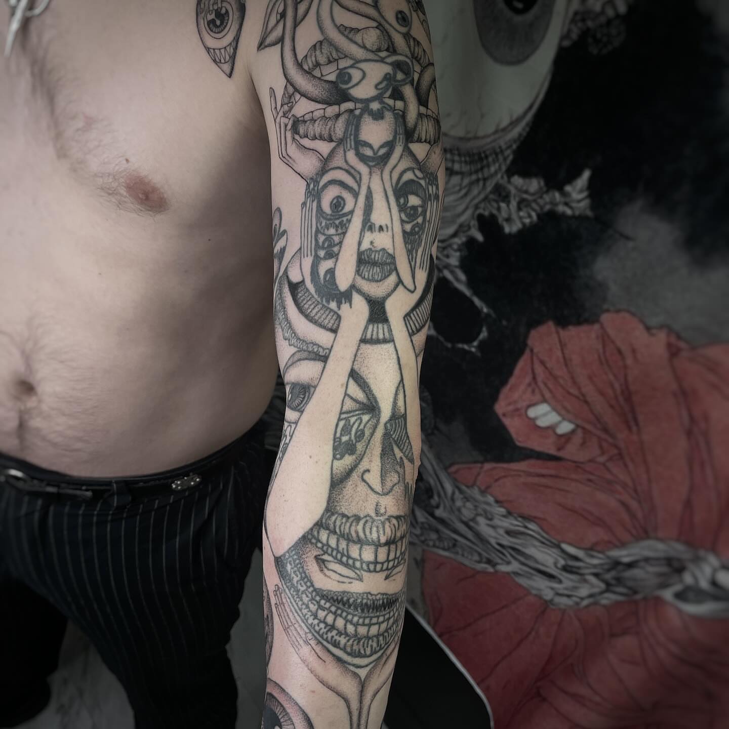 Tattoo by @beingtattoos — black_and_grey, surrealism