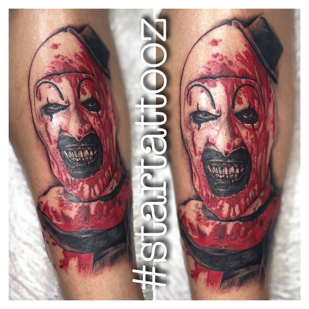 Art the Clown portrait realism tattoo on the forearm by StarTattooz - the one & only