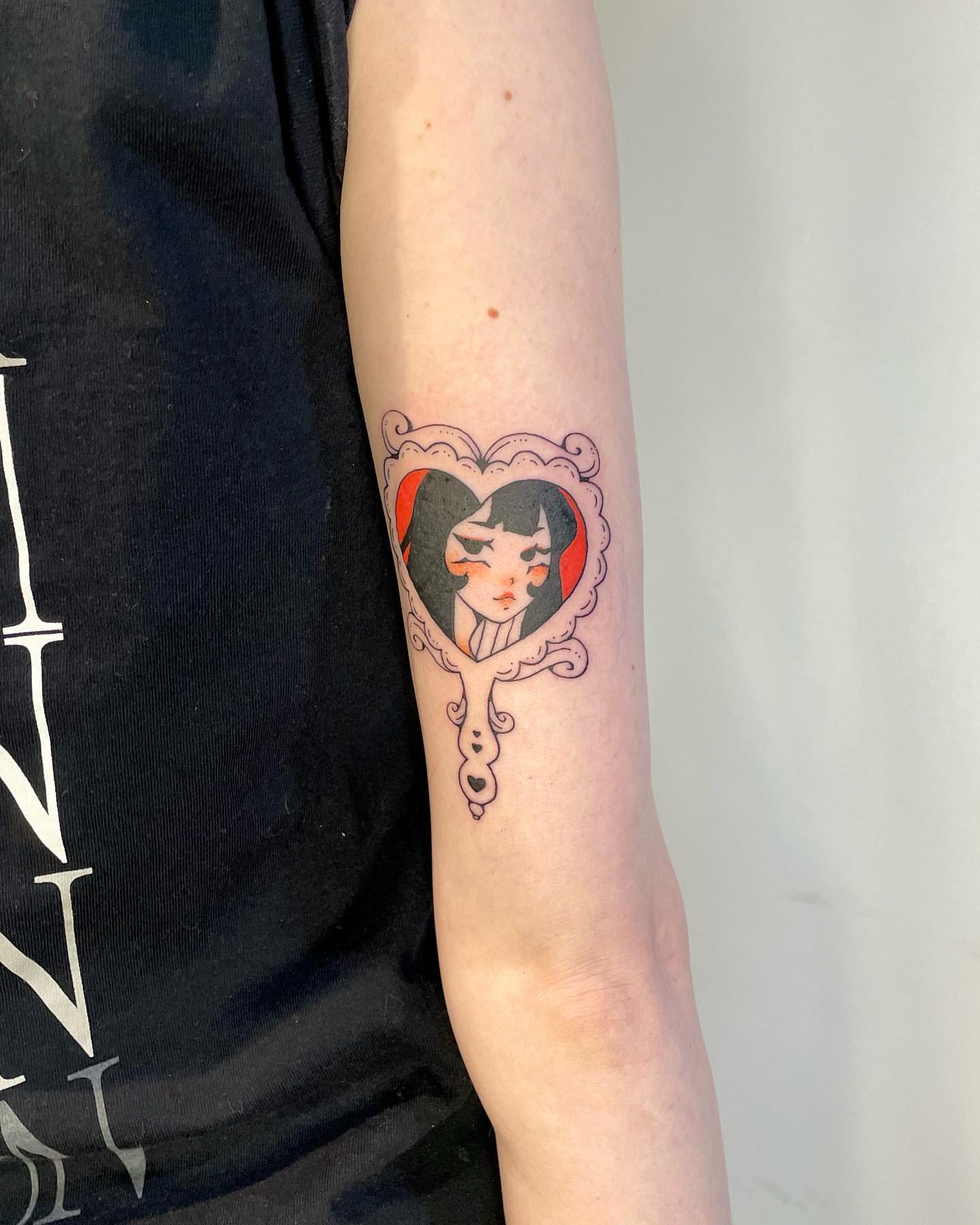 Mirror reflection illustrative tattoo on the forearm by sarah ✶