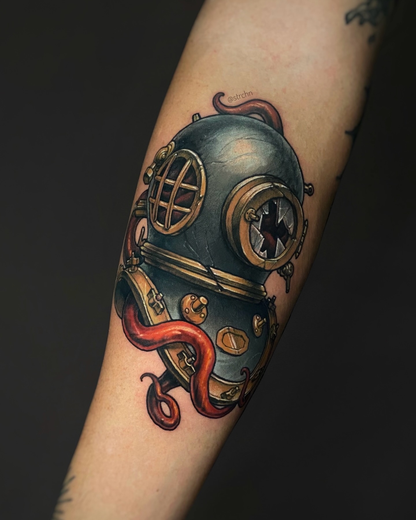 Tattoo by @strchn — realism, dotwork