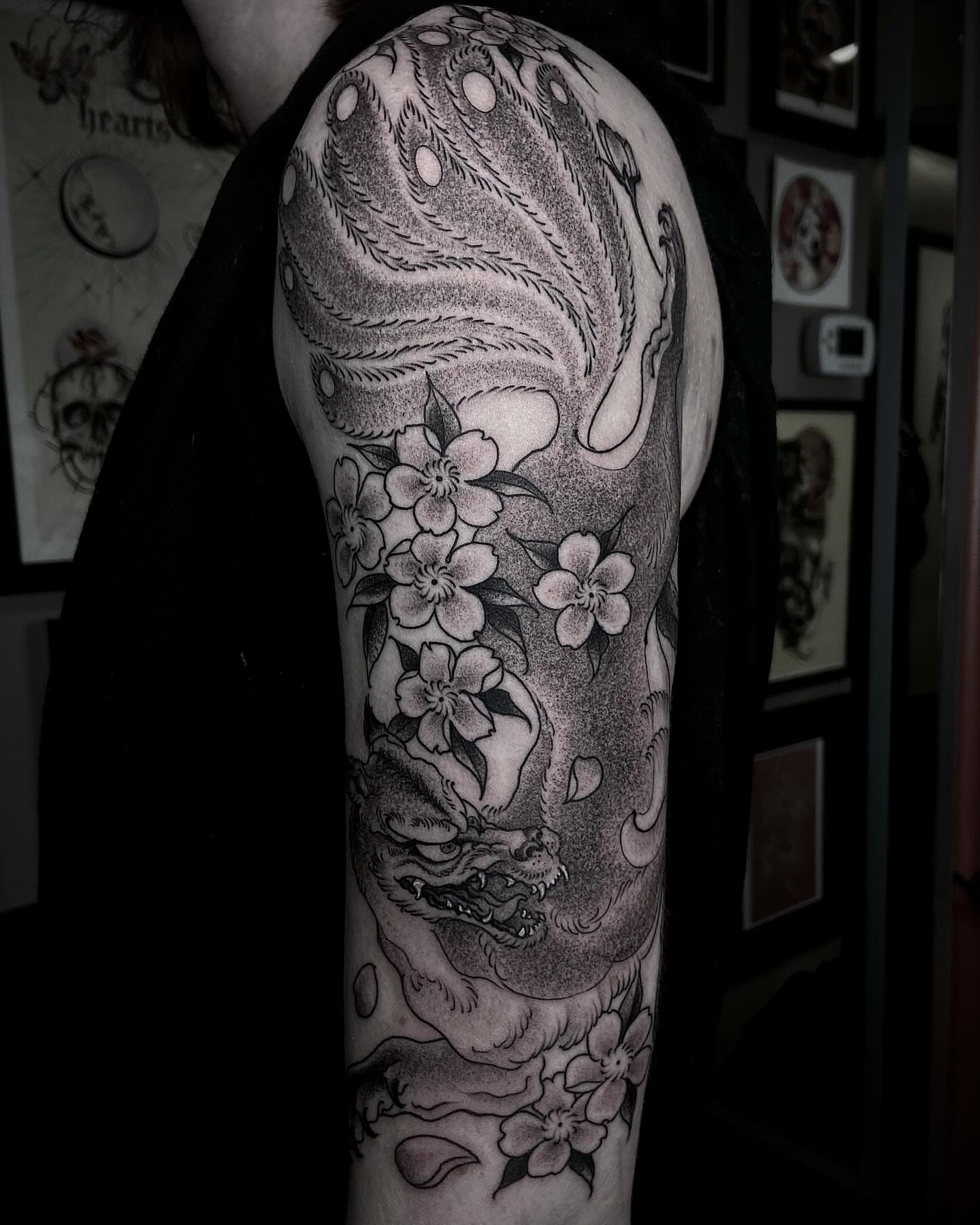 Tattoo by @lorenzotattoos — dotwork, black_and_grey