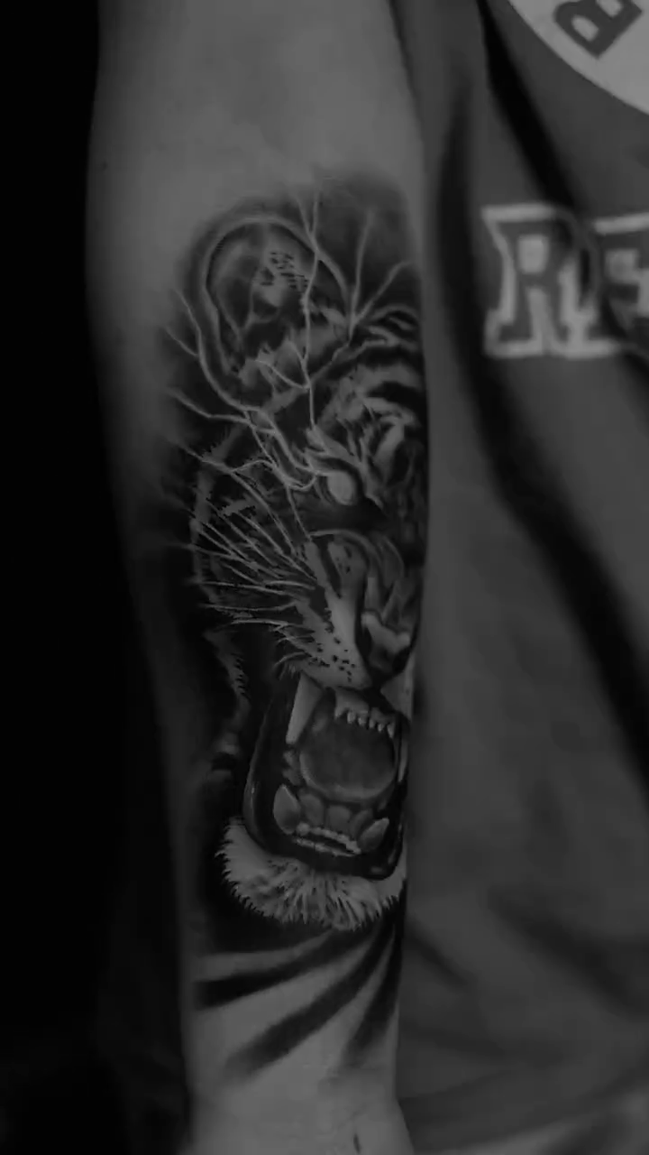 Tiger head realism tattoo by Justin James