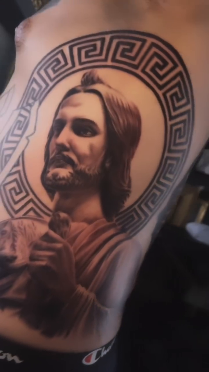 Jesus Christ portrait realism tattoo by Las Vegas Tattoo Artist