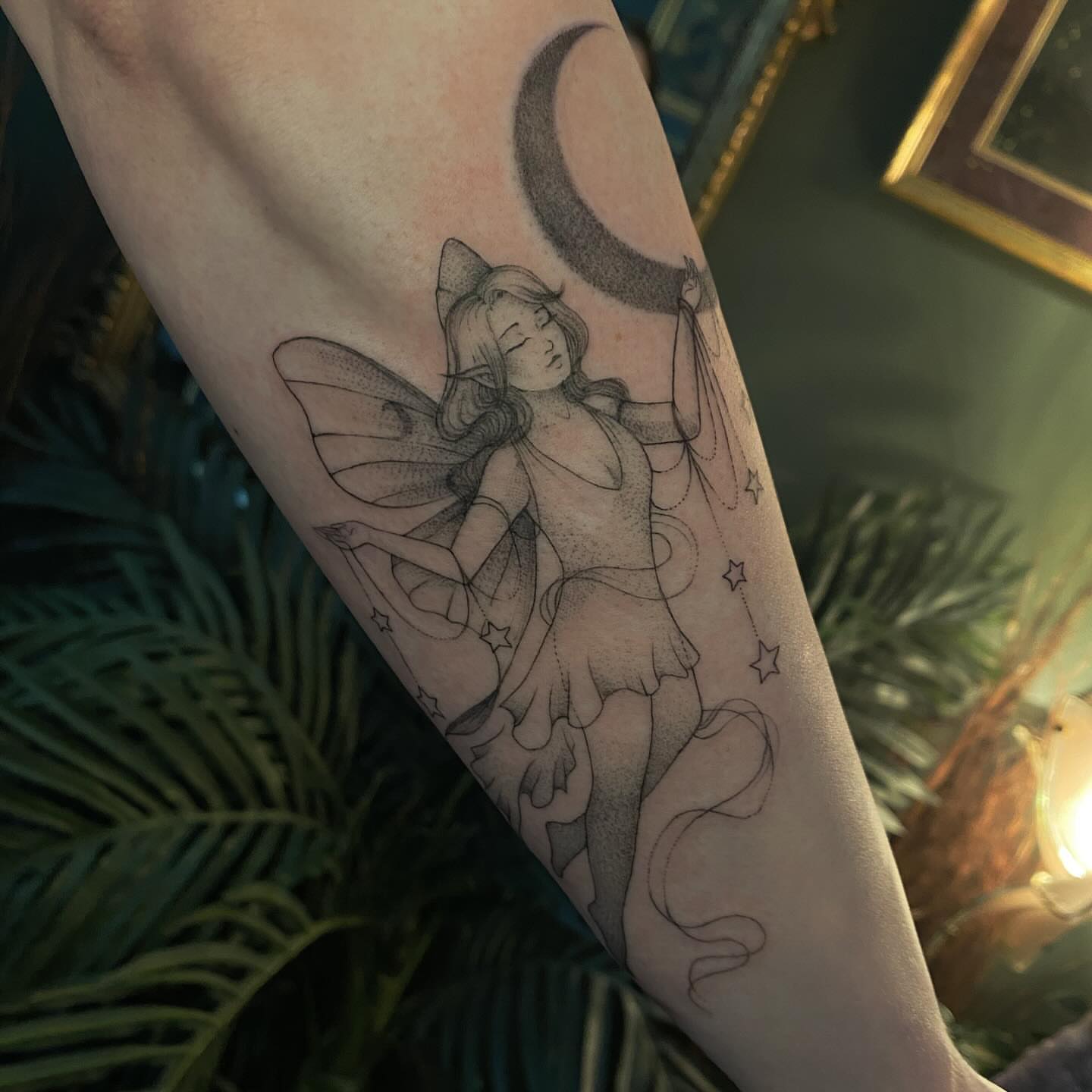 Tattoo by @rubytiiger — dotwork, black_and_grey
