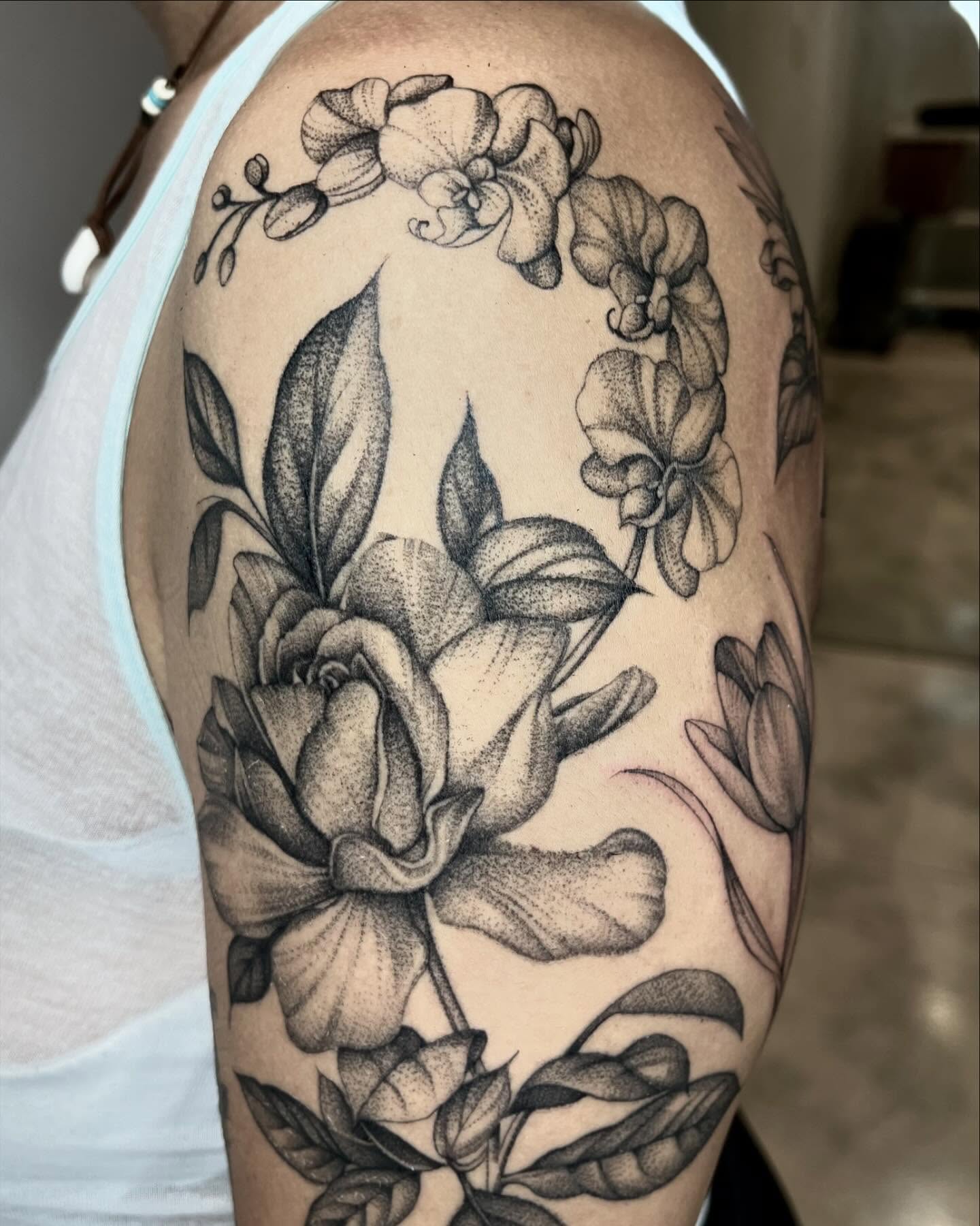 Tattoo by @turnipgirl_tattoo — dotwork, black_and_grey