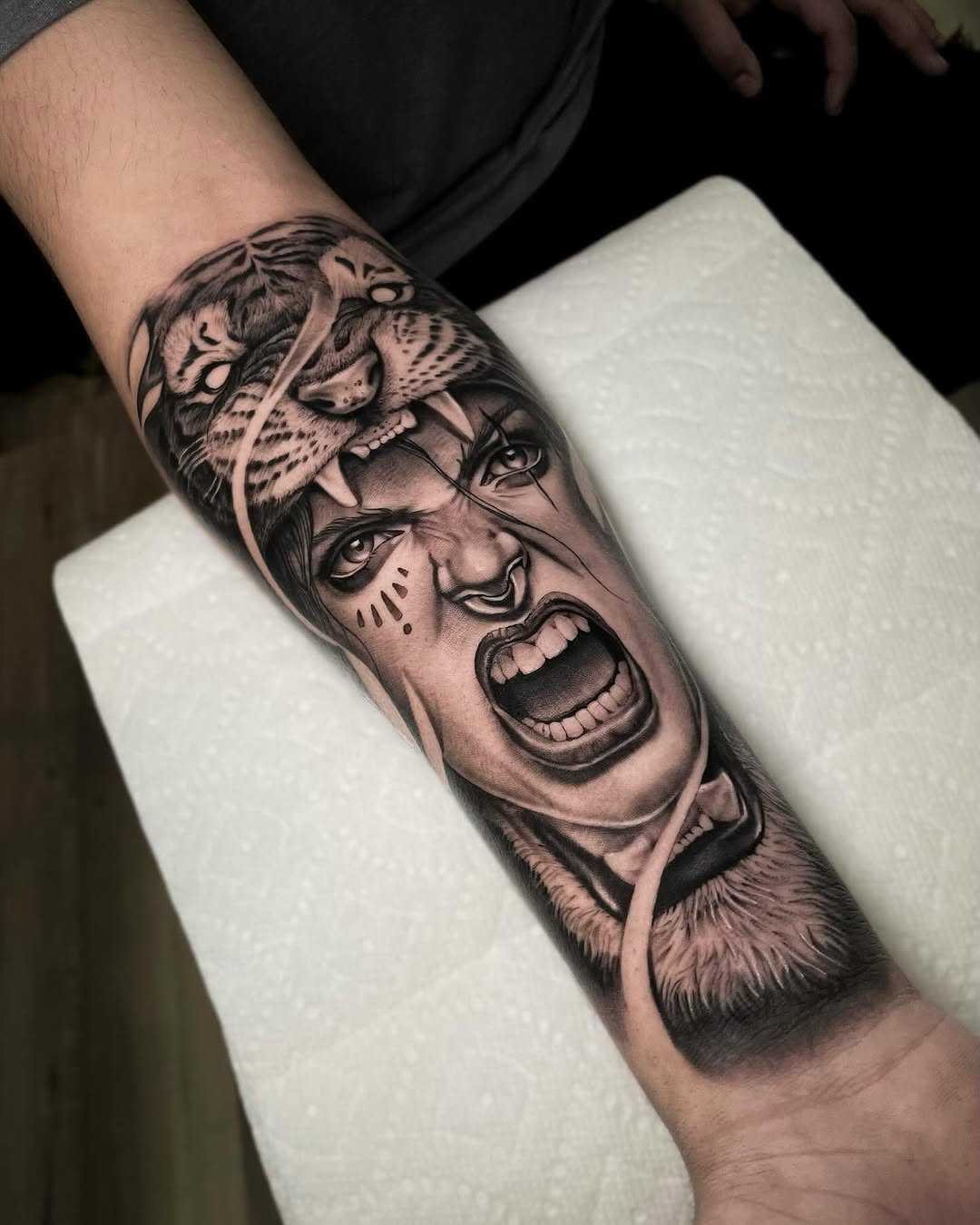 Tattoo by @rinktattoos — realism, black_and_grey