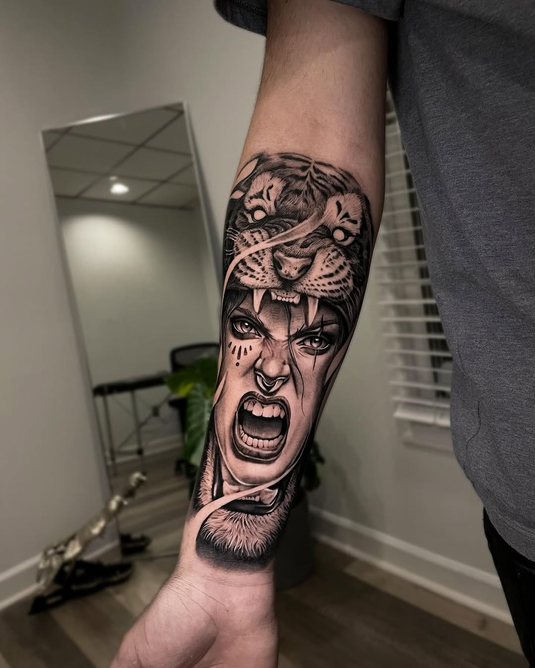 Tattoo by @rinktattoos — realism, black_and_grey