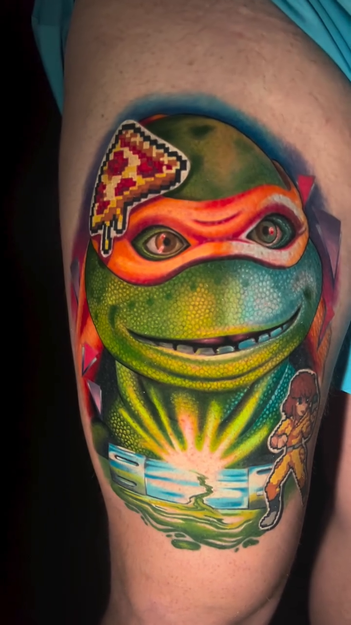 Teenage Mutant Ninja Turtle new school tattoo by Mary Blake Tattoos, Franklin, Tennessee
